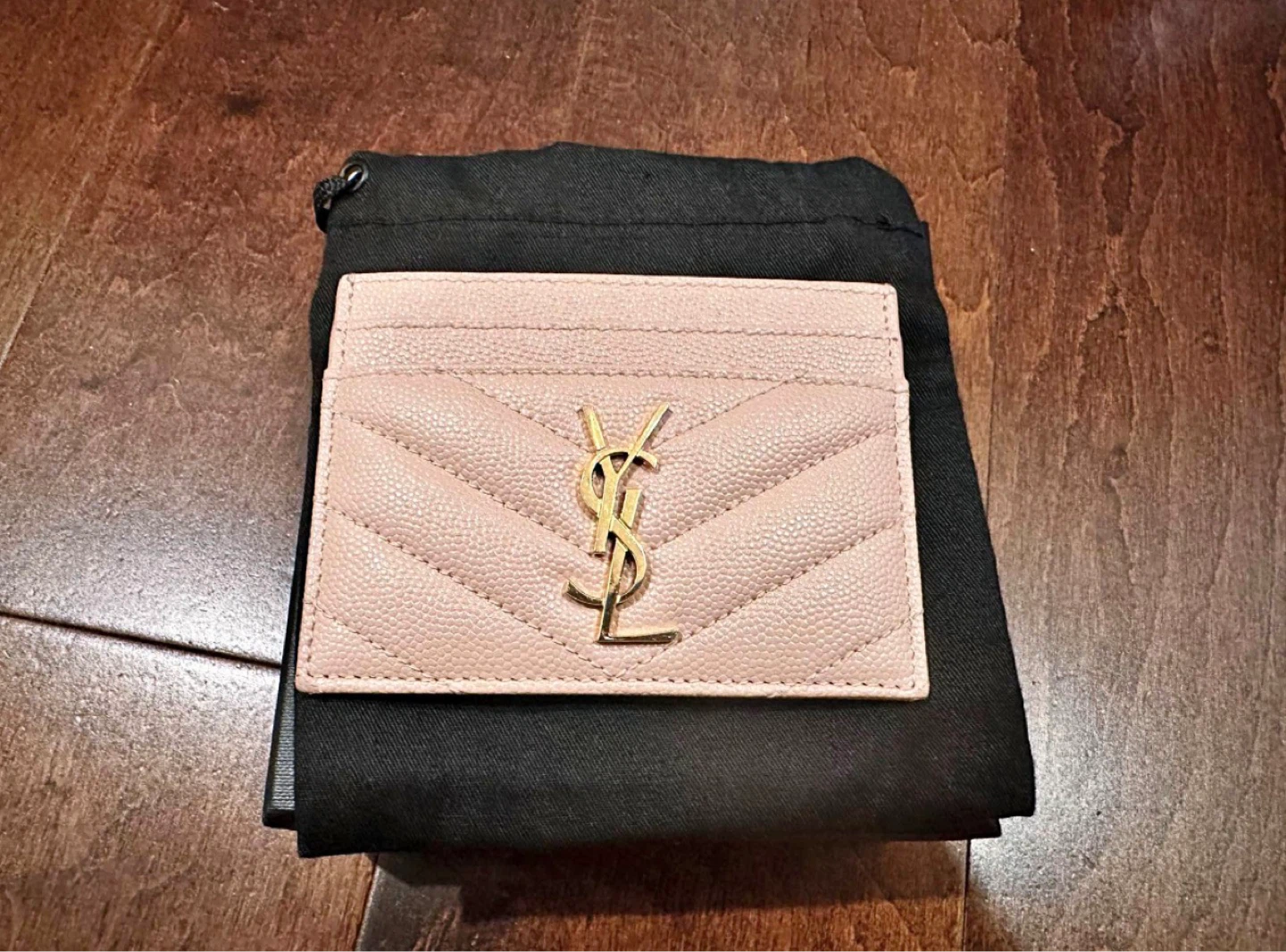 Saint Laurent Pink Quilted Leather Card Holder