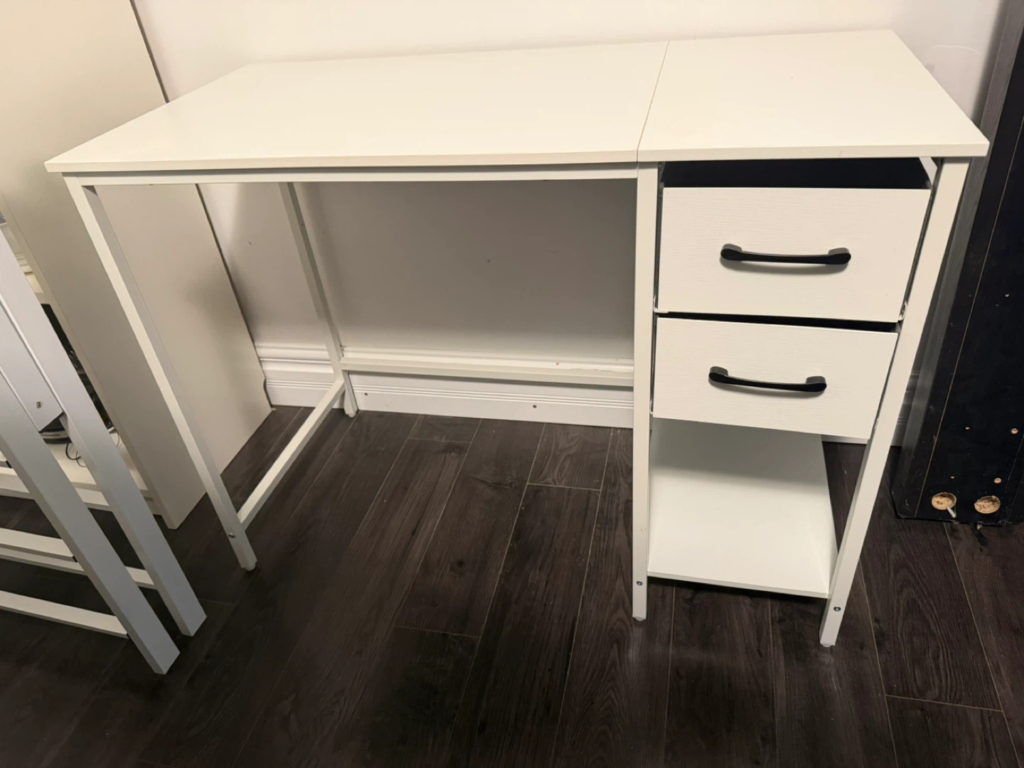 White Desk with 2 Drawers and Shelf