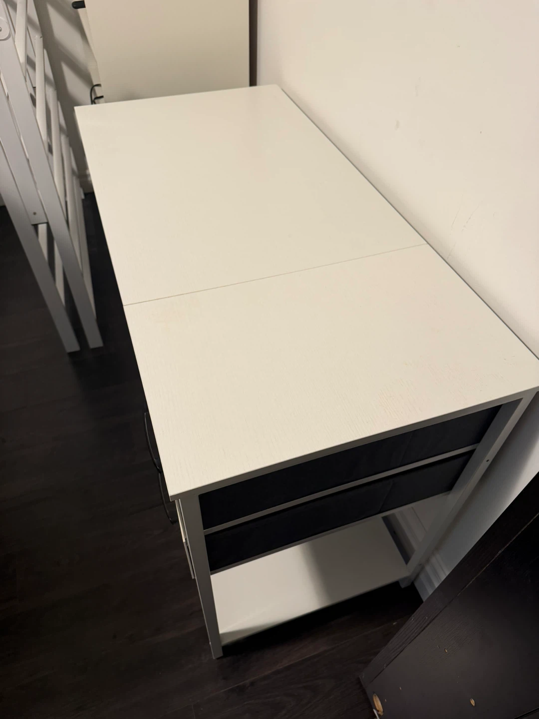 White Desk with 2 Drawers and Shelf - photo 2