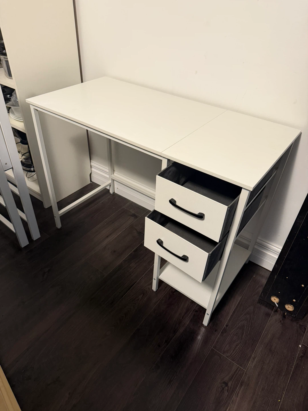 White Desk with 2 Drawers and Shelf - photo 3