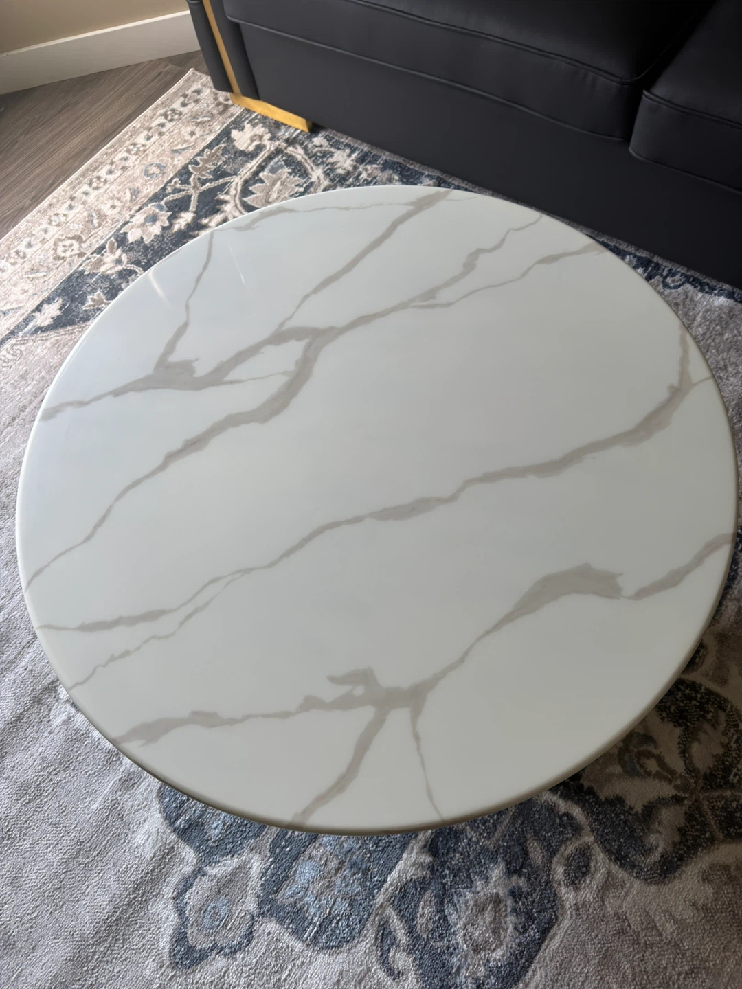 Round Marble Top Coffee Table with Gold Base - photo 3