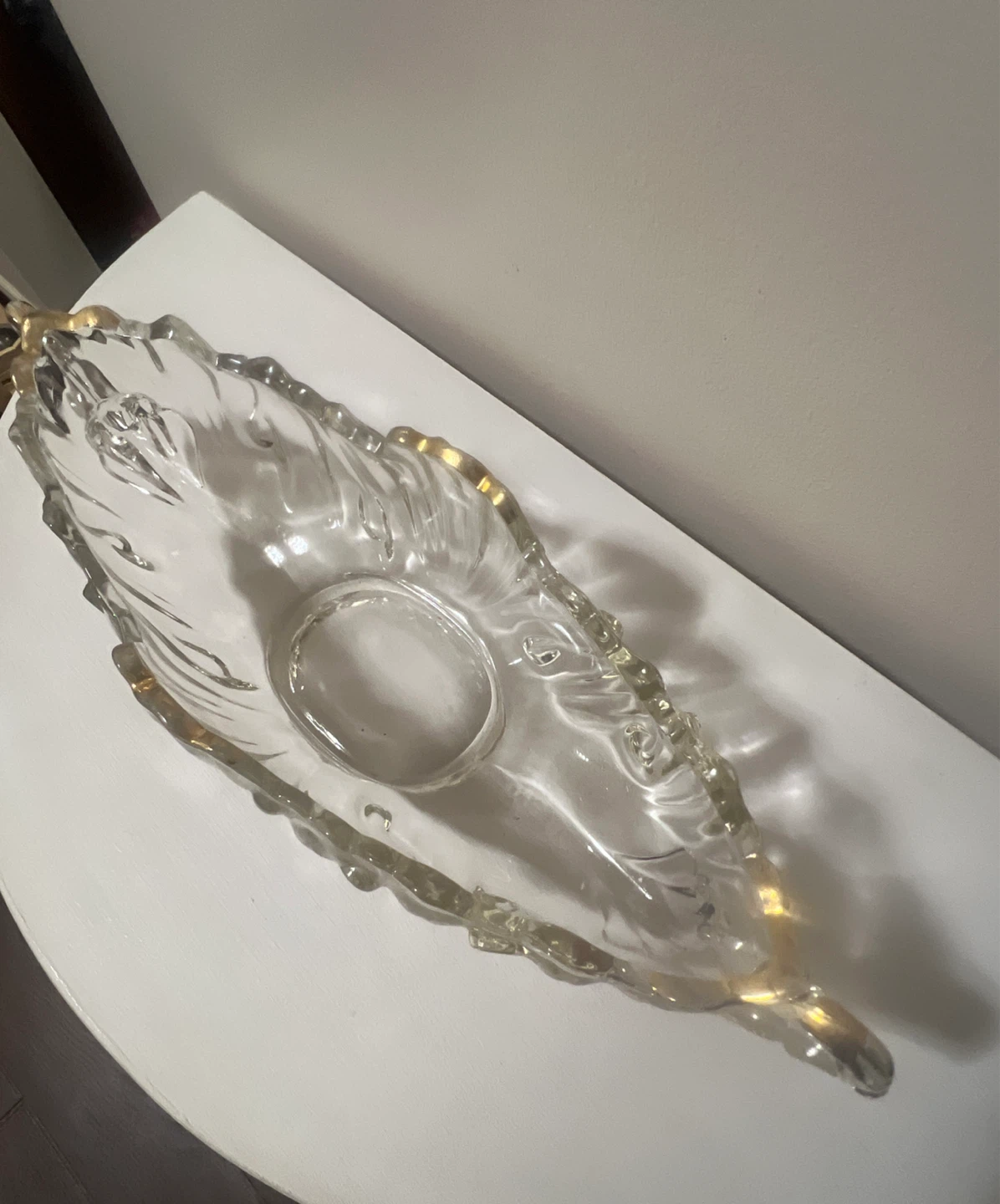 Antique Glass Oval Serving Dish with Gold Trim - photo 2