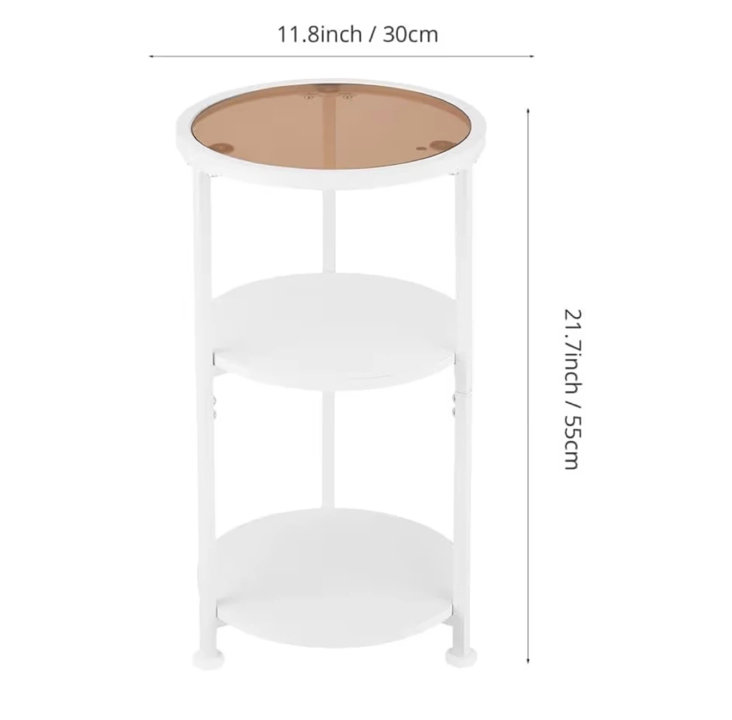 3-Tier Round Accent Table with Glass Top - photo 2