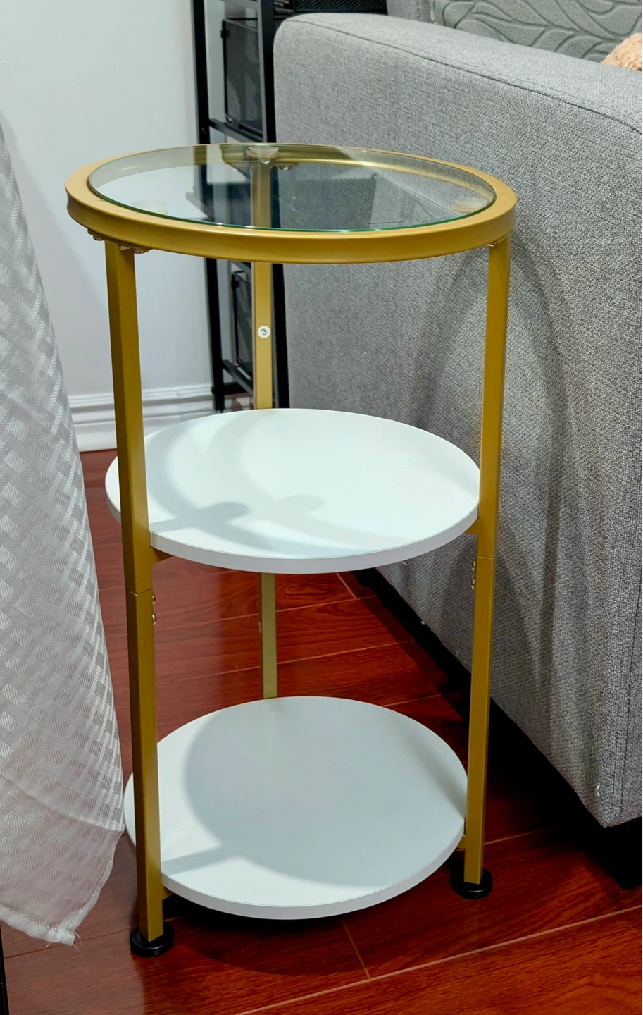 3-Tier Round Accent Table with Glass Top