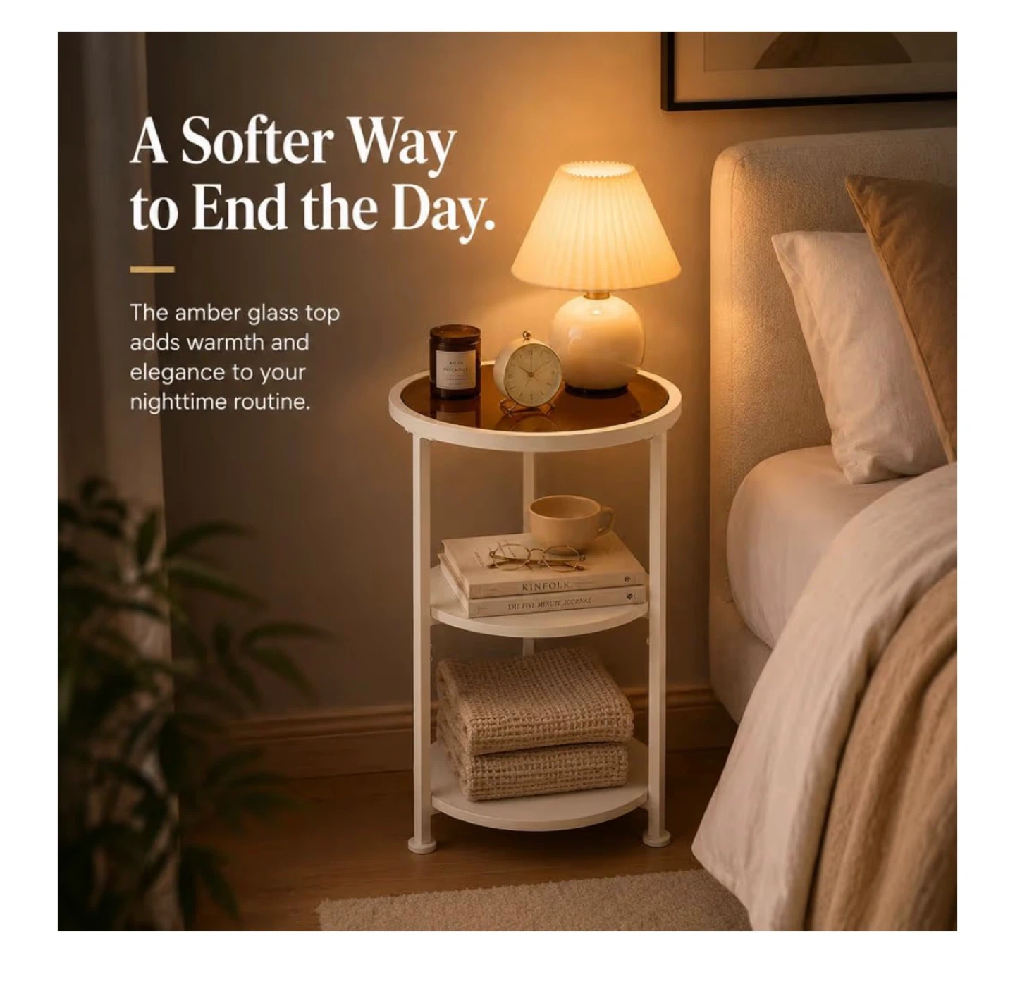 3-Tier Round Accent Table with Glass Top - photo 3