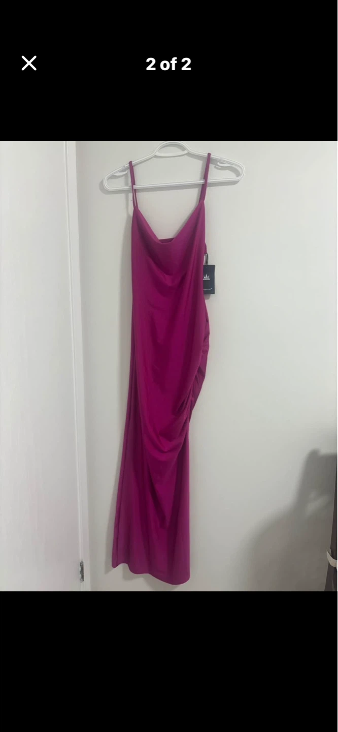 Pink Ruched Spaghetti Strap Maxi Dress