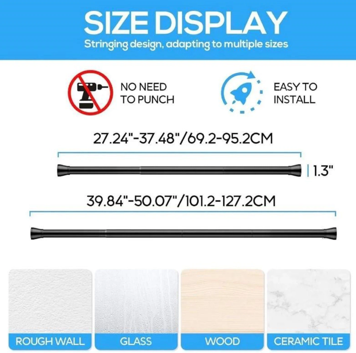 Adjustable Tension Shower Curtain Rod - photo 3