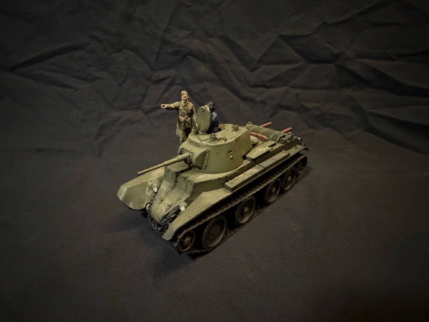 Assembled and painted tank model BT-7