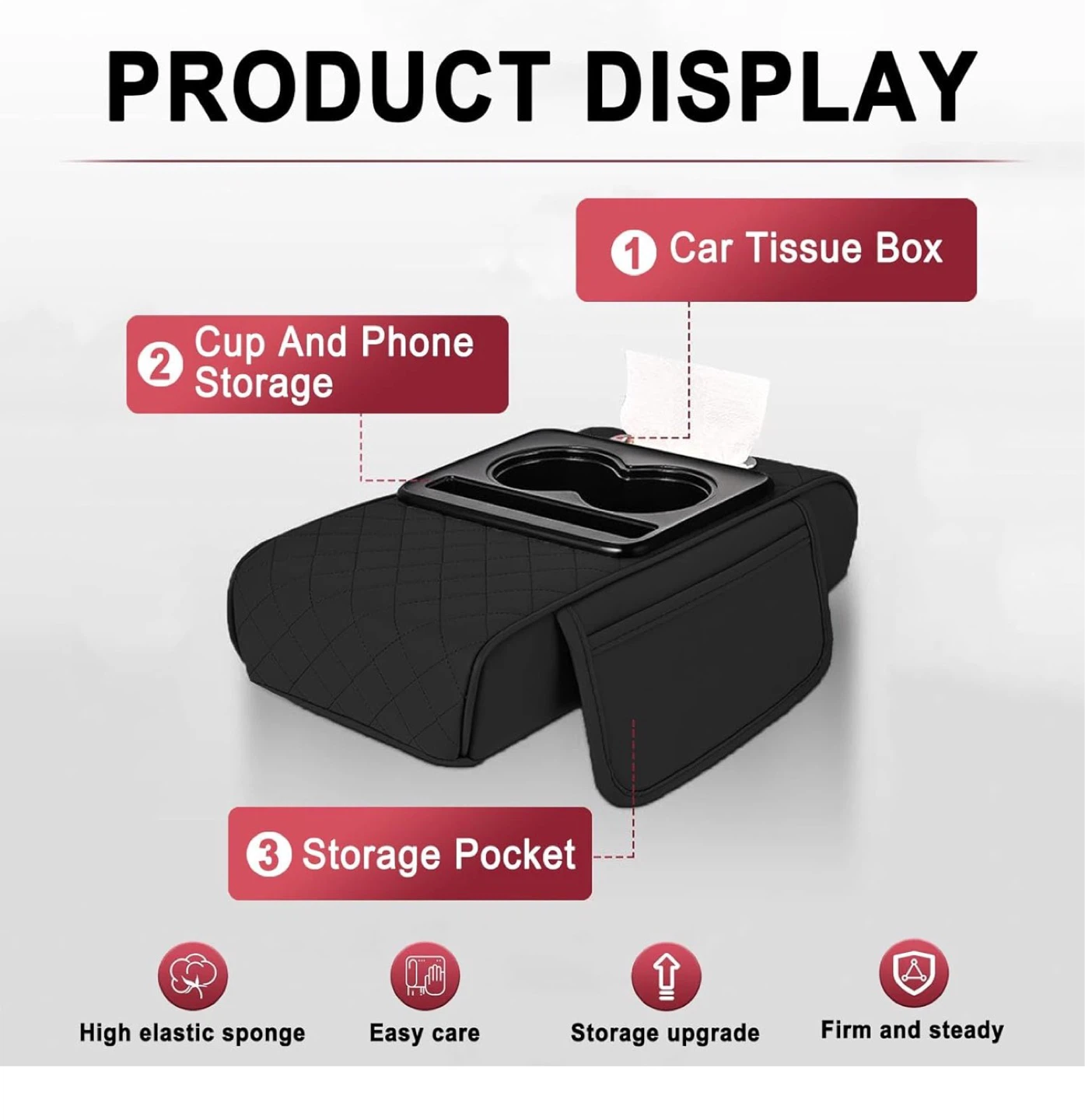 Car Armrest Box Heightening Pad with Storage - photo 3
