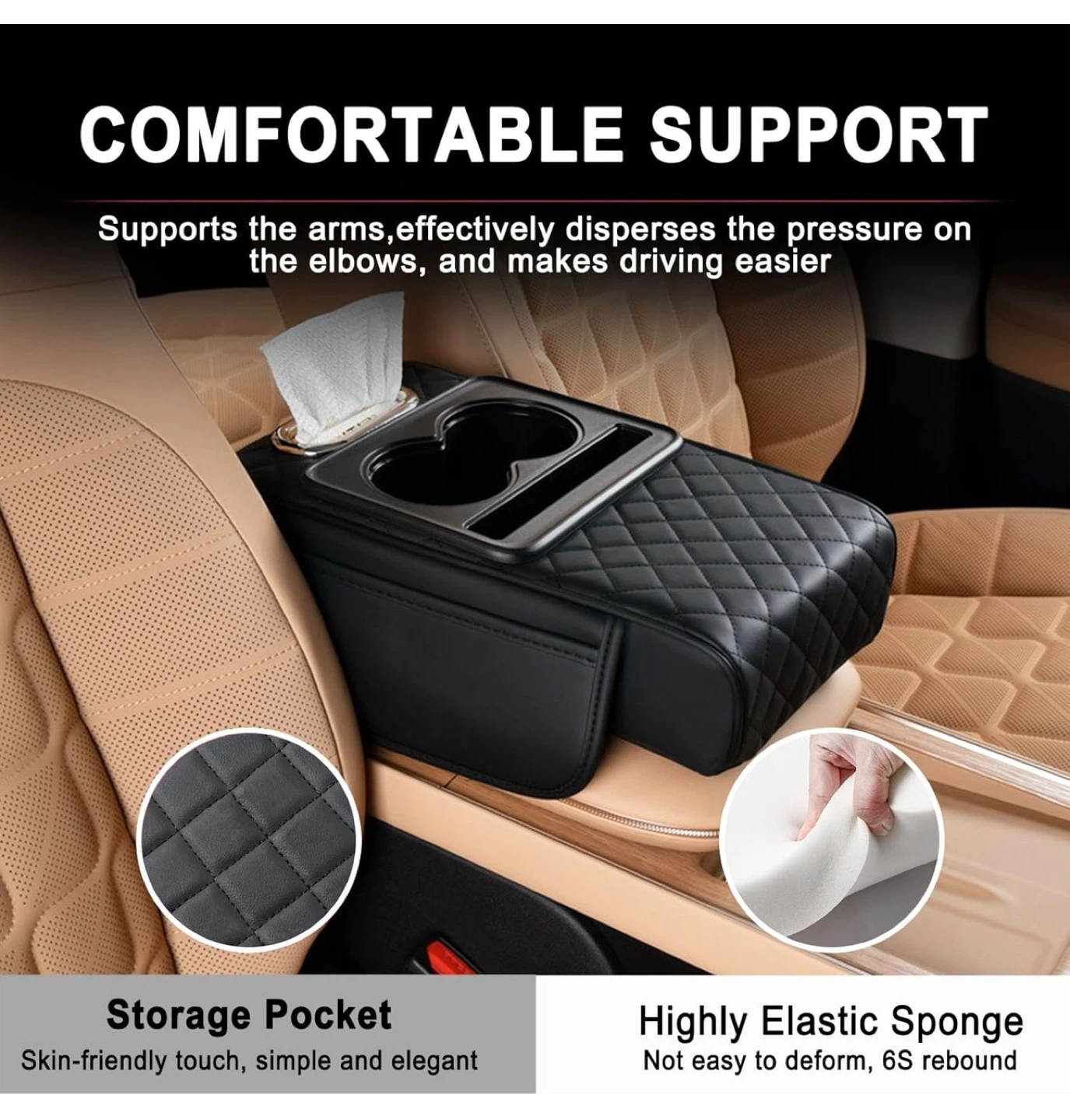 Car Armrest Box Heightening Pad with Storage - photo 4