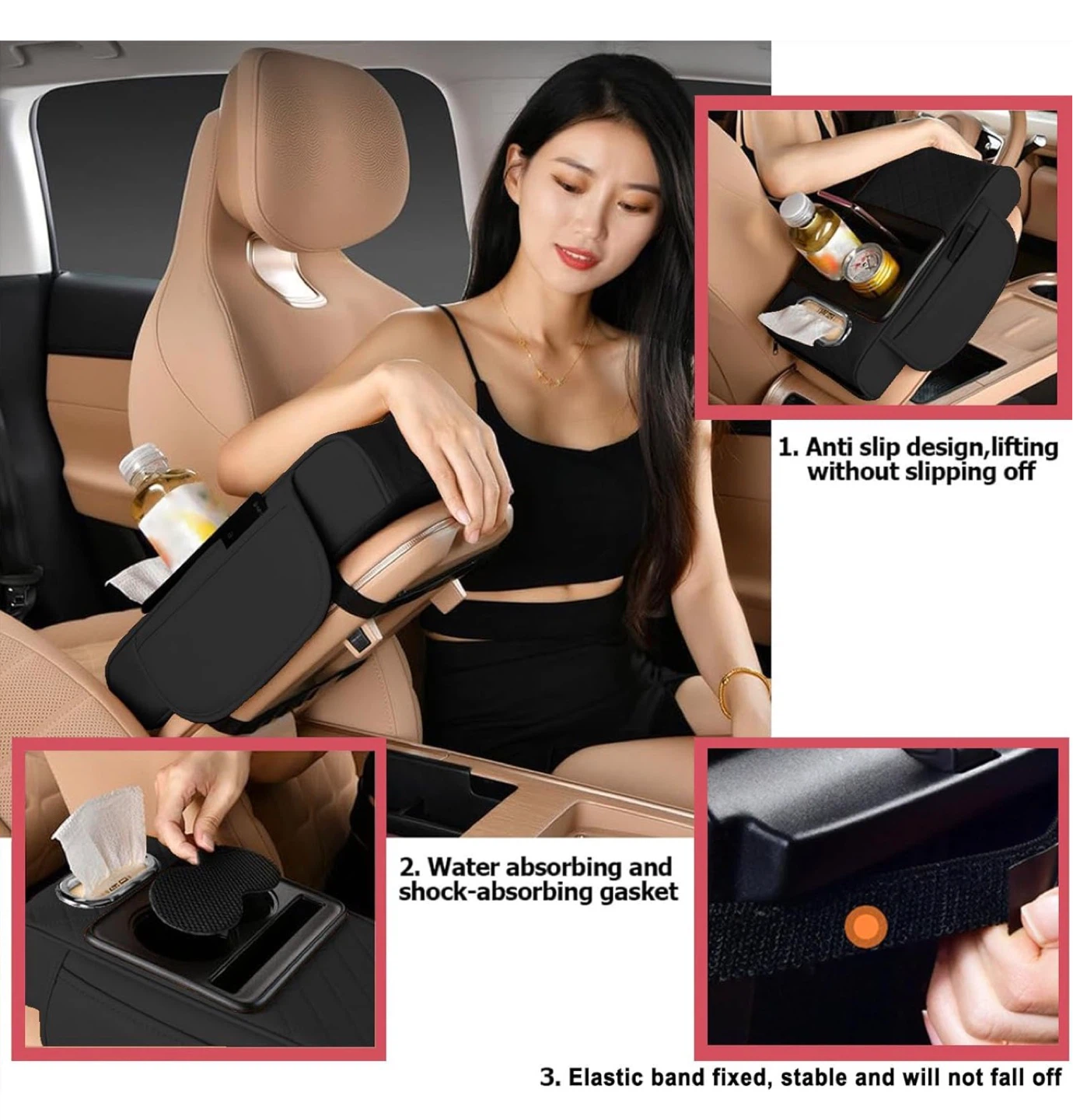 Car Armrest Box Heightening Pad with Storage - photo 5