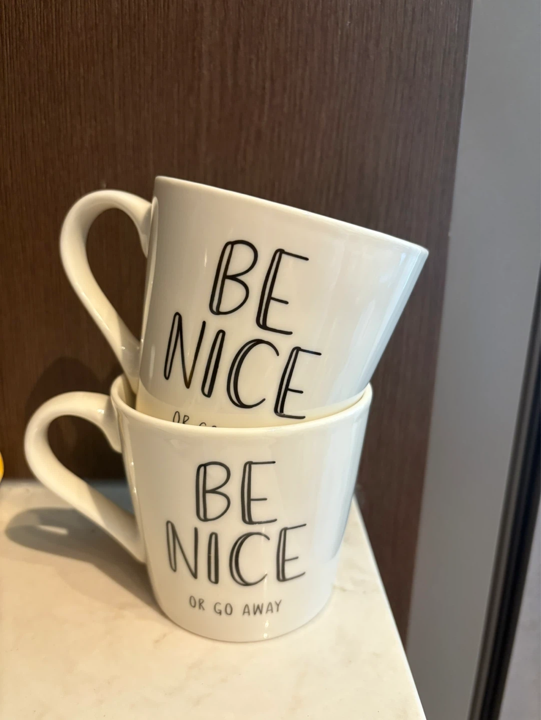 White Ceramic Mug "Be Nice Or Go Away"