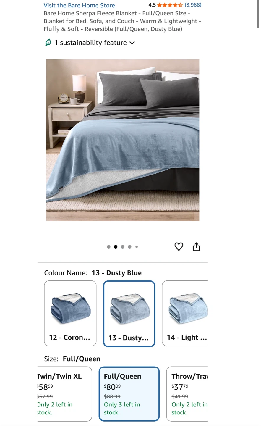 Sherpa Fleece Queen size Blanket Blue - photo 4