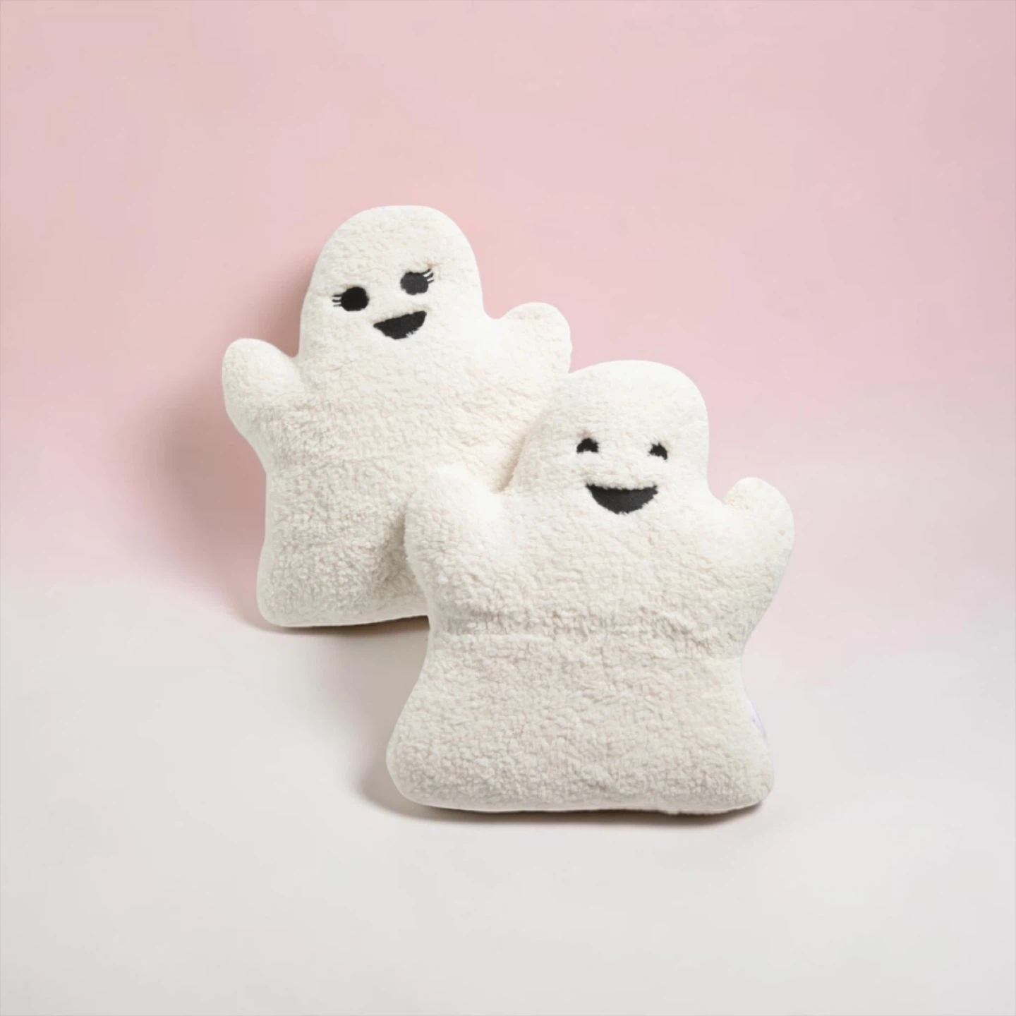 Martha Stewart 16” Plush Sherpa Ghost Pillows Boy & Girl Set