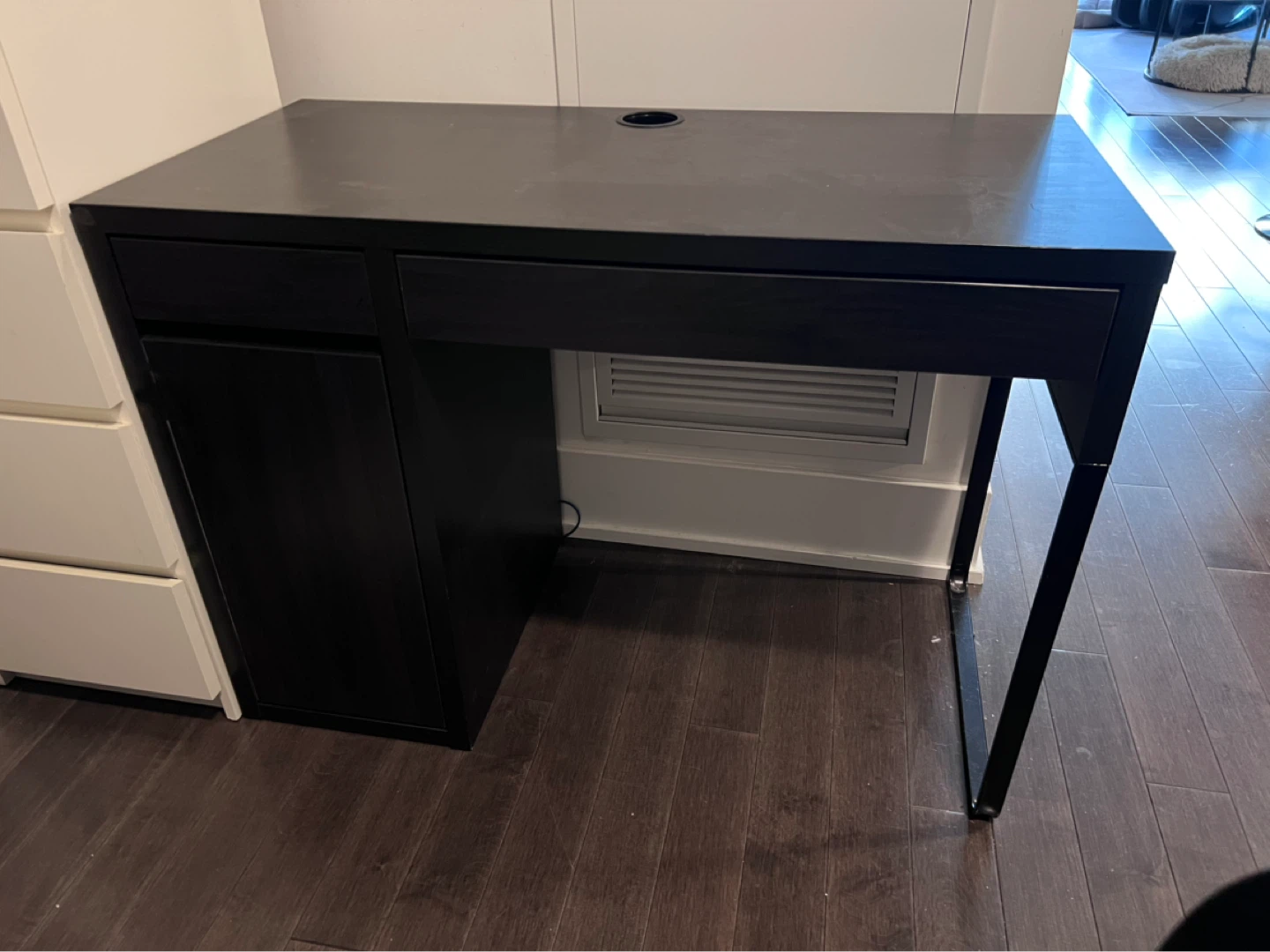 Black Desk with Cabinet and 2 Drawers - photo 2