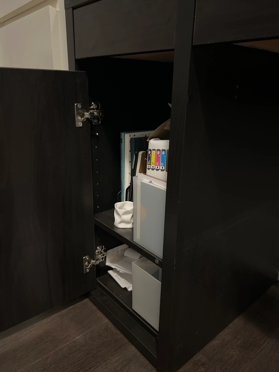 Black Desk with Cabinet and 2 Drawers - photo 3