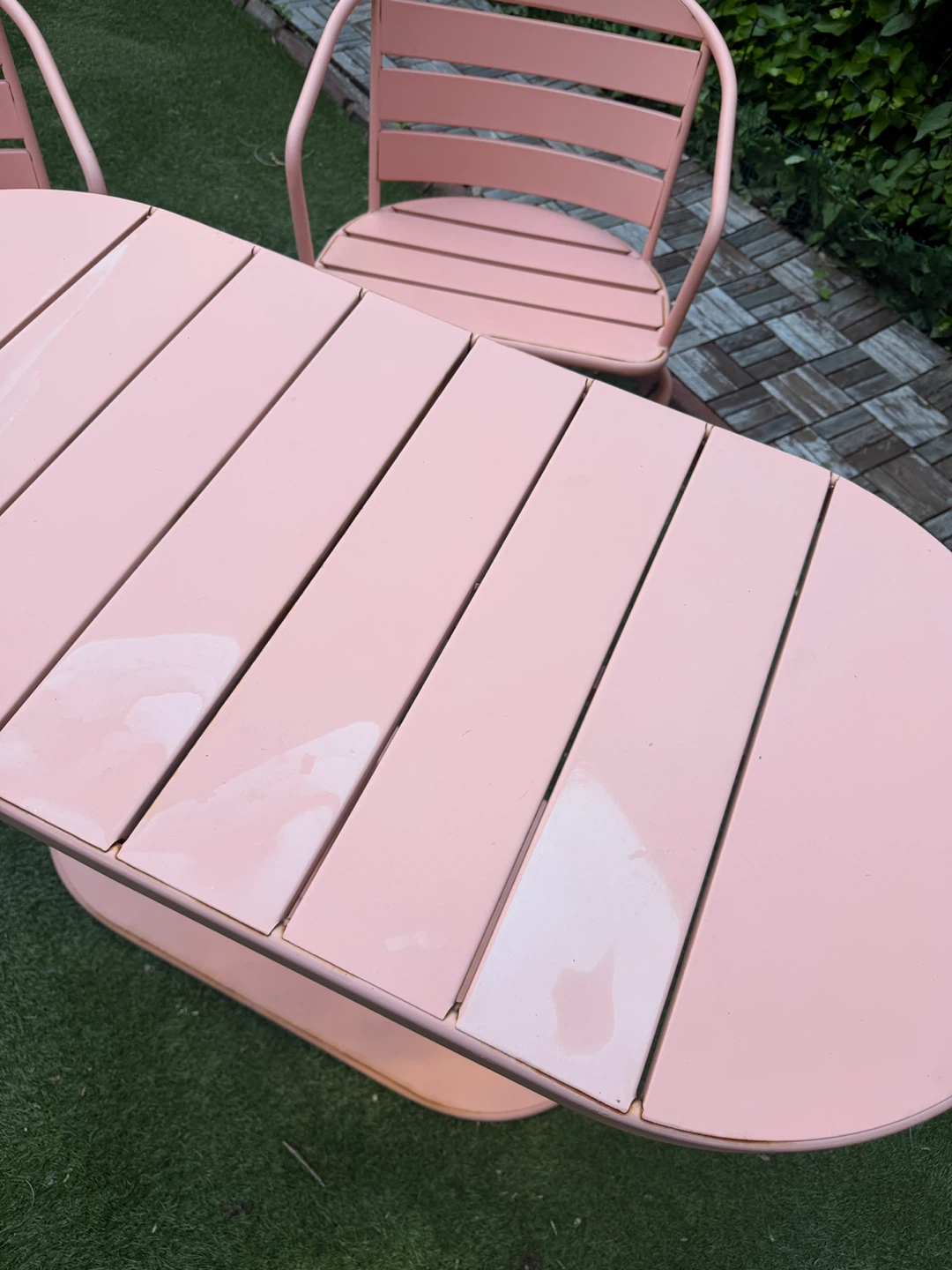 Pink Metal Patio Table and Chairs Set - photo 4