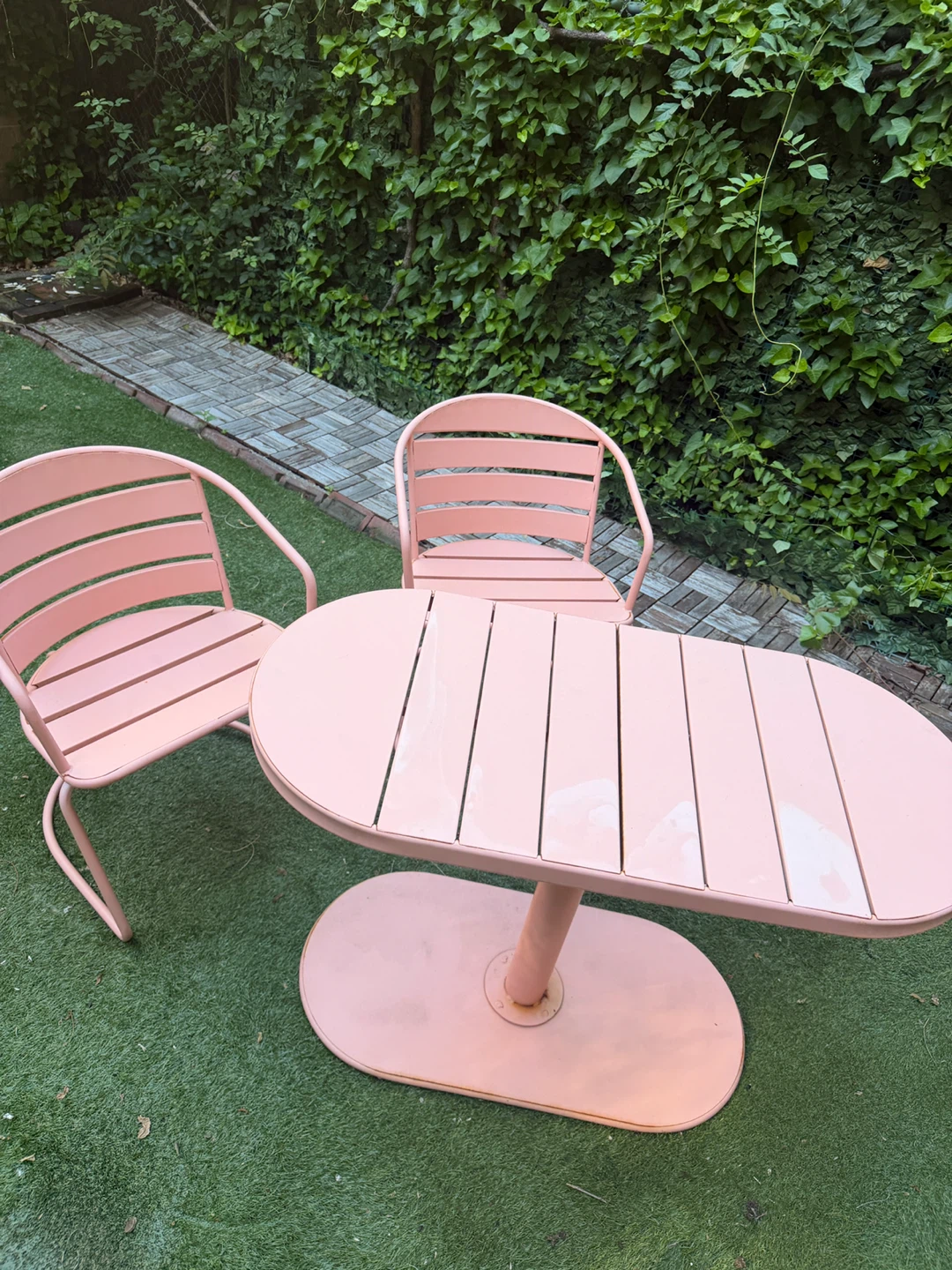 Pink Metal Patio Table and Chairs Set - photo 5
