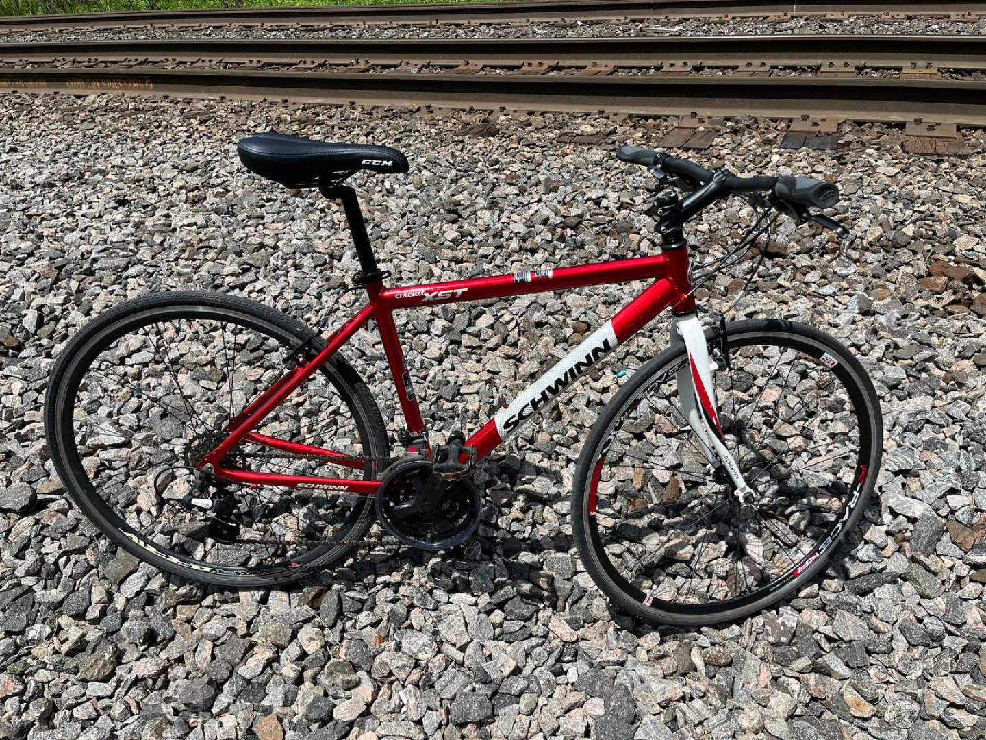 A Schwinn bicycle in perfect condition with low mileage.