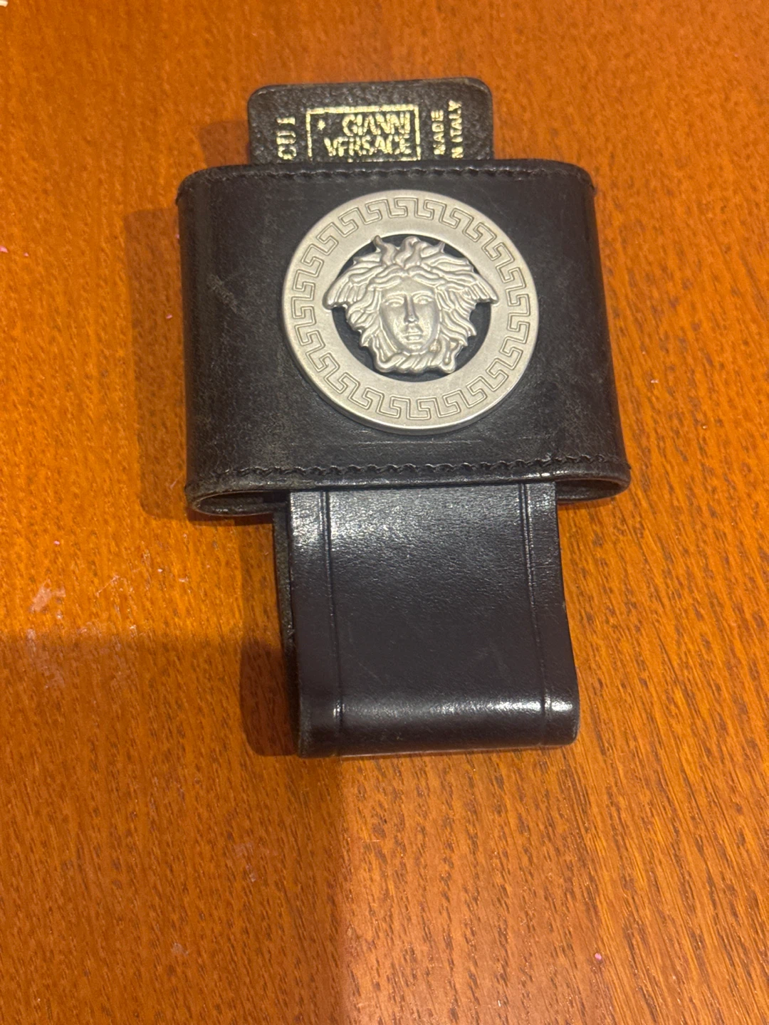 Gianni Versace Black Leather Medusa Pouch