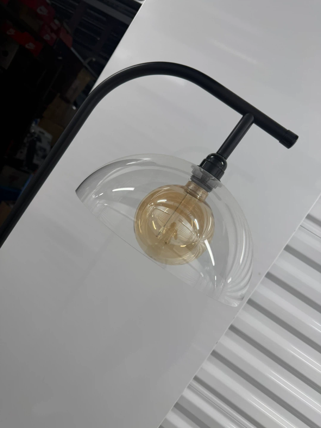 Black Floor Lamp with Glass Shade - photo 3