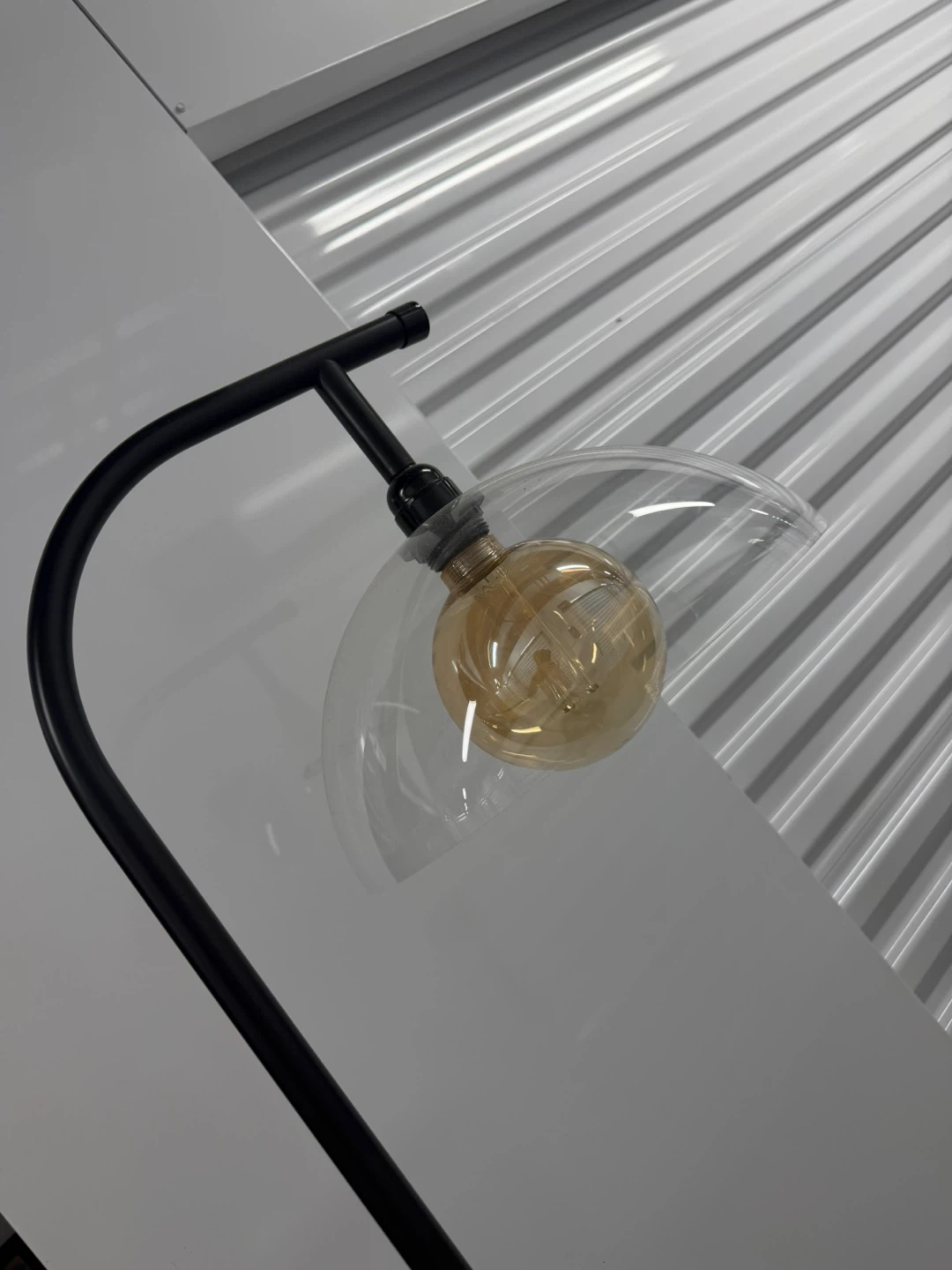 Black Floor Lamp with Glass Shade - photo 2