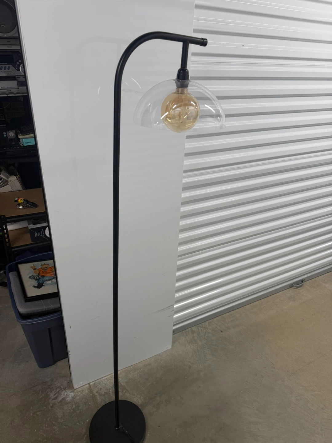 Black Floor Lamp with Glass Shade