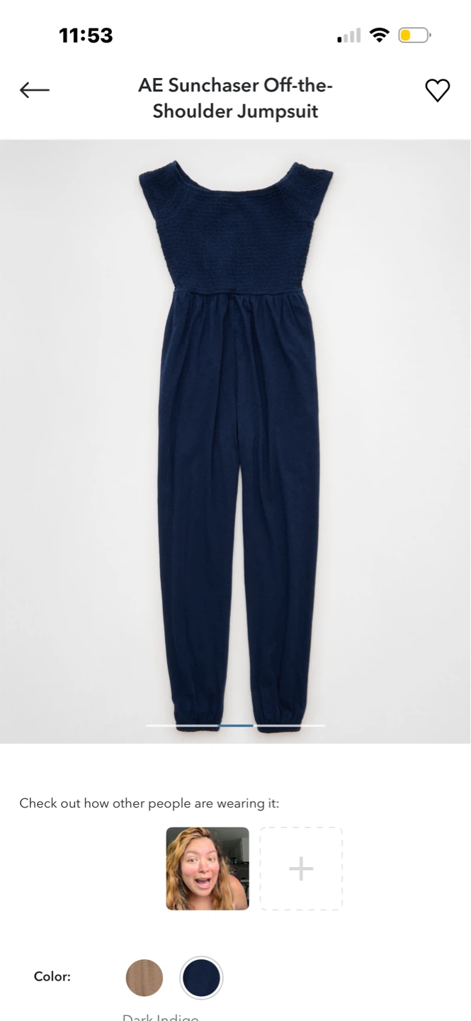 AE Sunchaser Off-the-Shoulder Jumpsuit - Navy - Medium