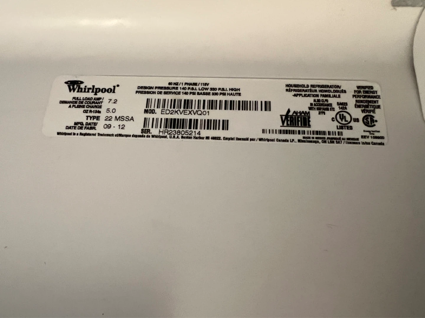 Whirlpool Side-by-Side Refrigerator - photo 4