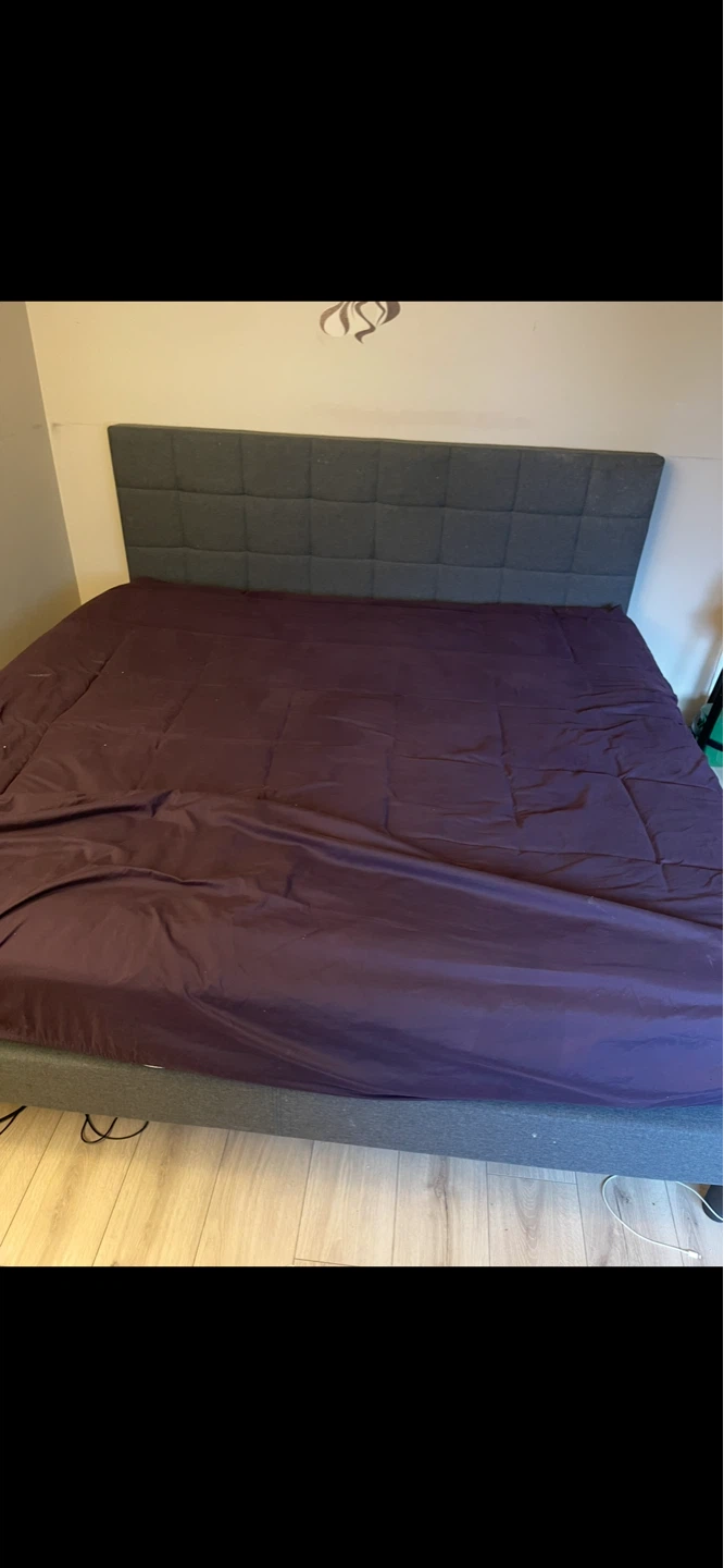 Grey Upholstered Bed Frame with Headboard