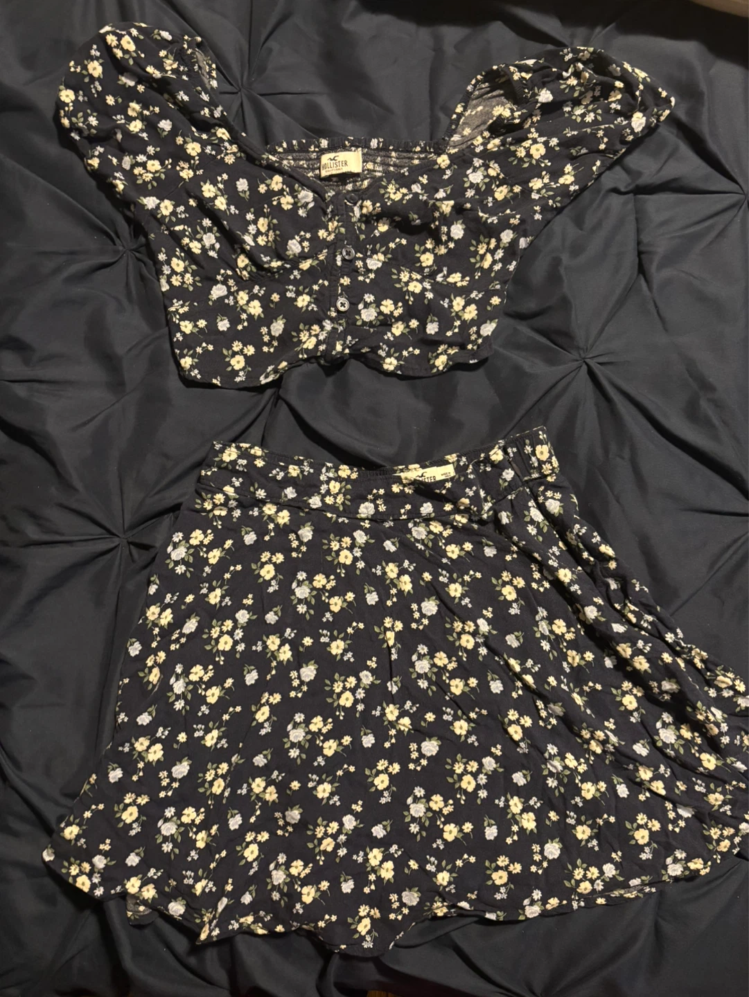 Hollister Floral Crop Top and Skirt Set