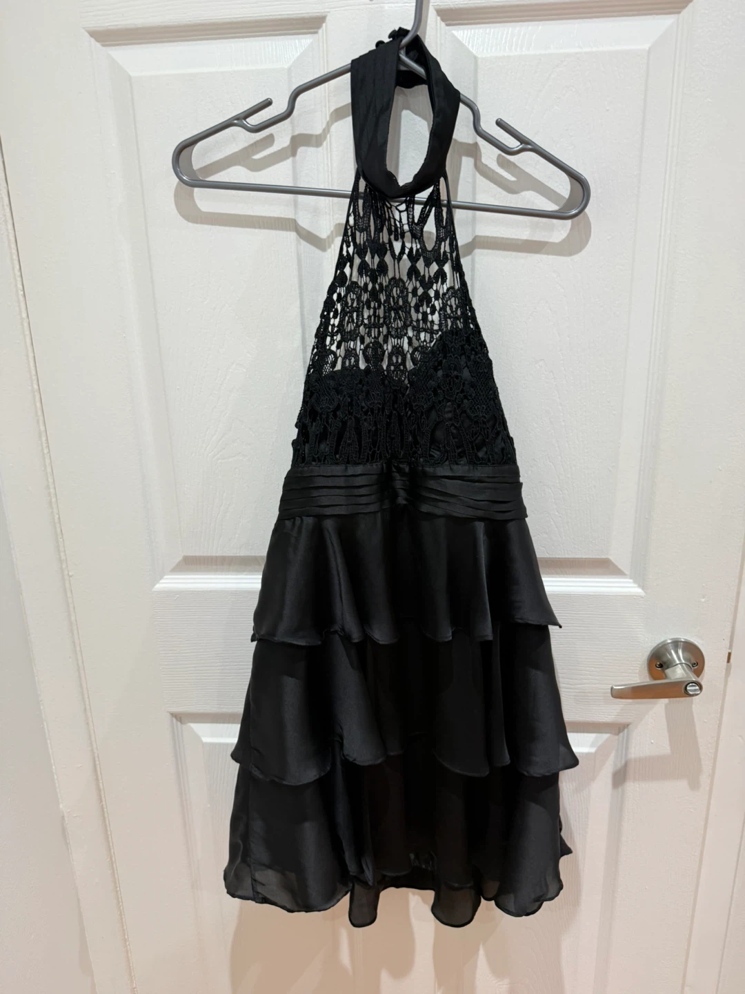 Black lace halter dress