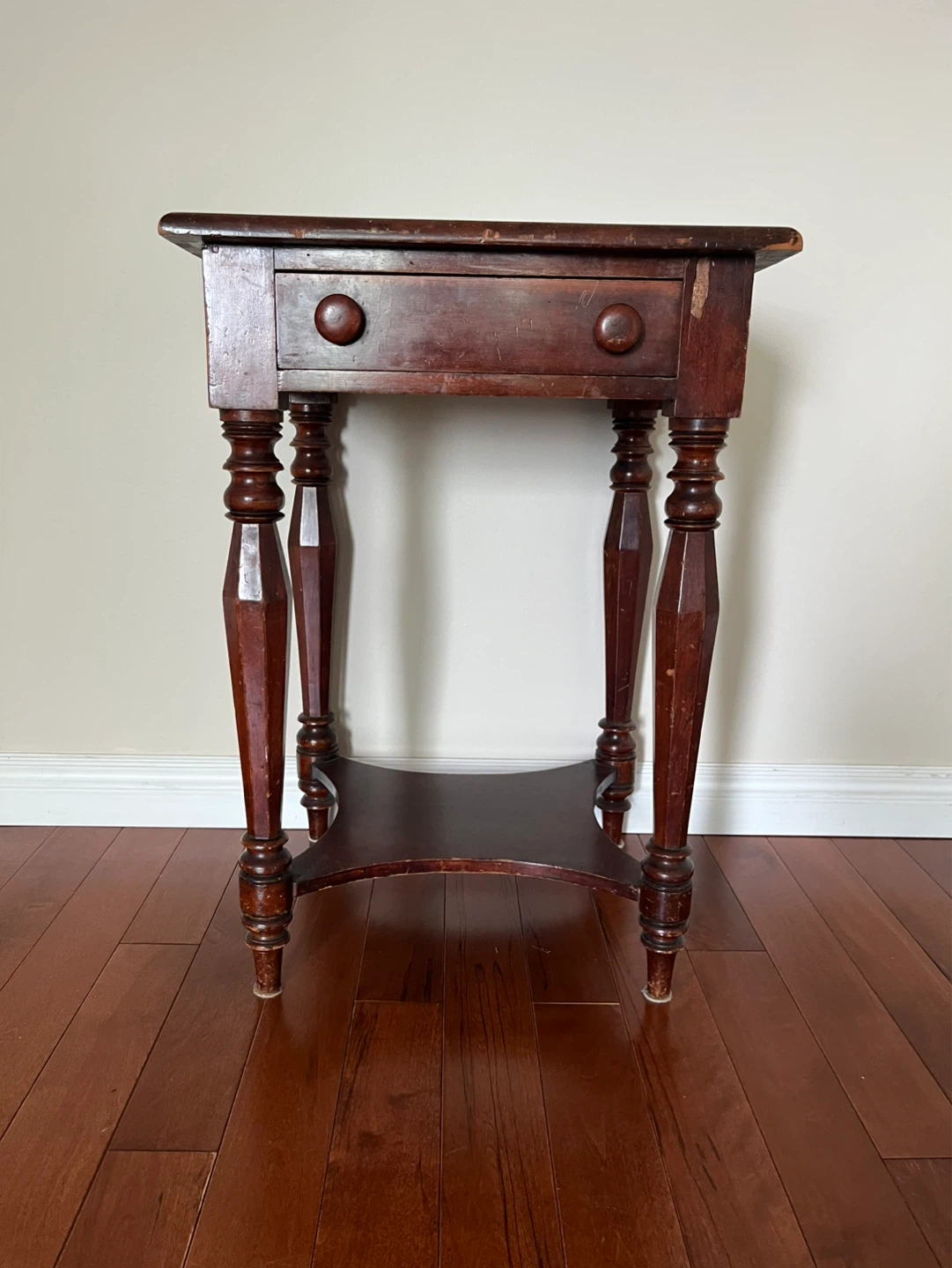 Antique Wooden Side Table with Drawer - photo 3