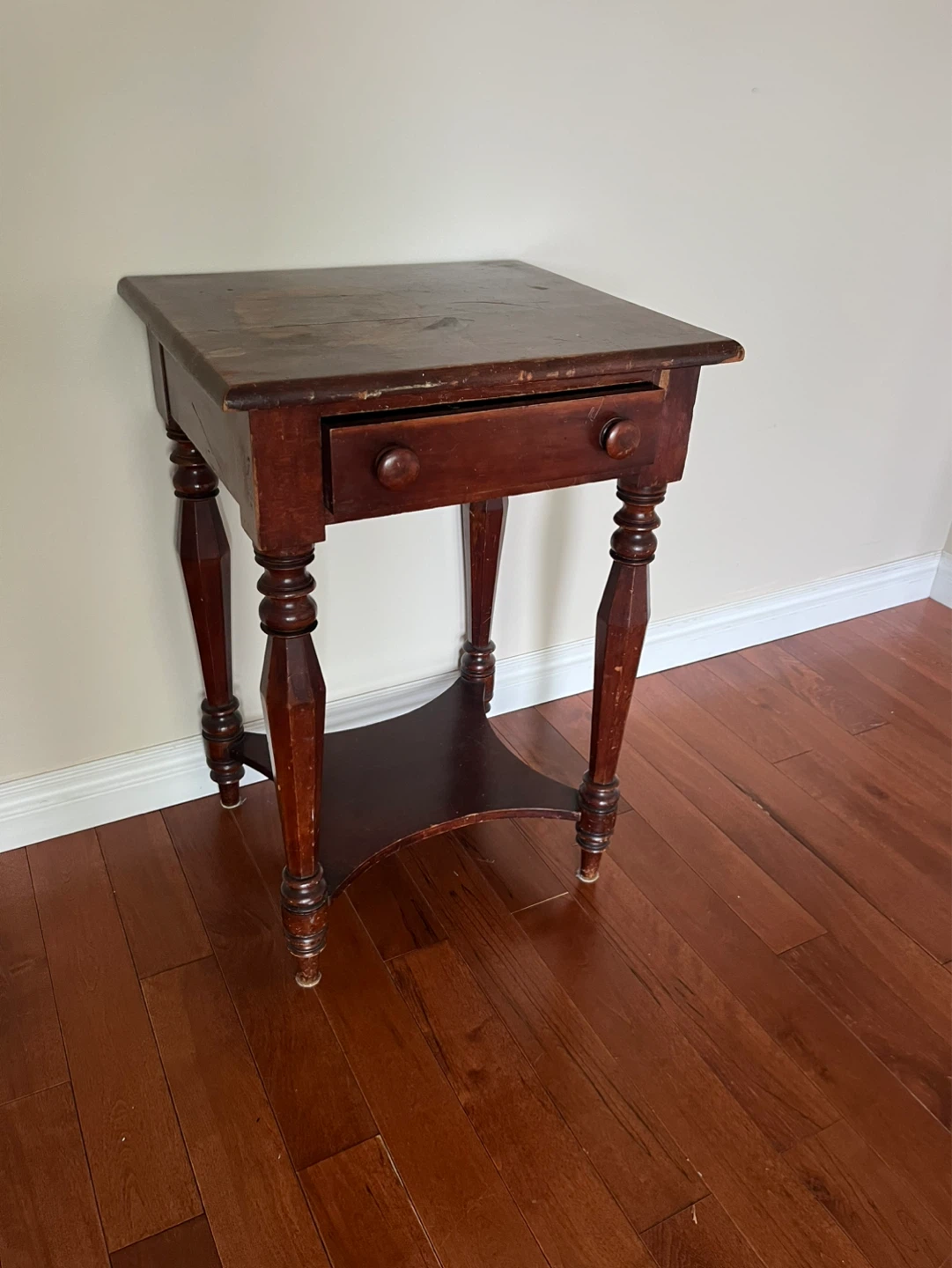 Antique Wooden Side Table with Drawer