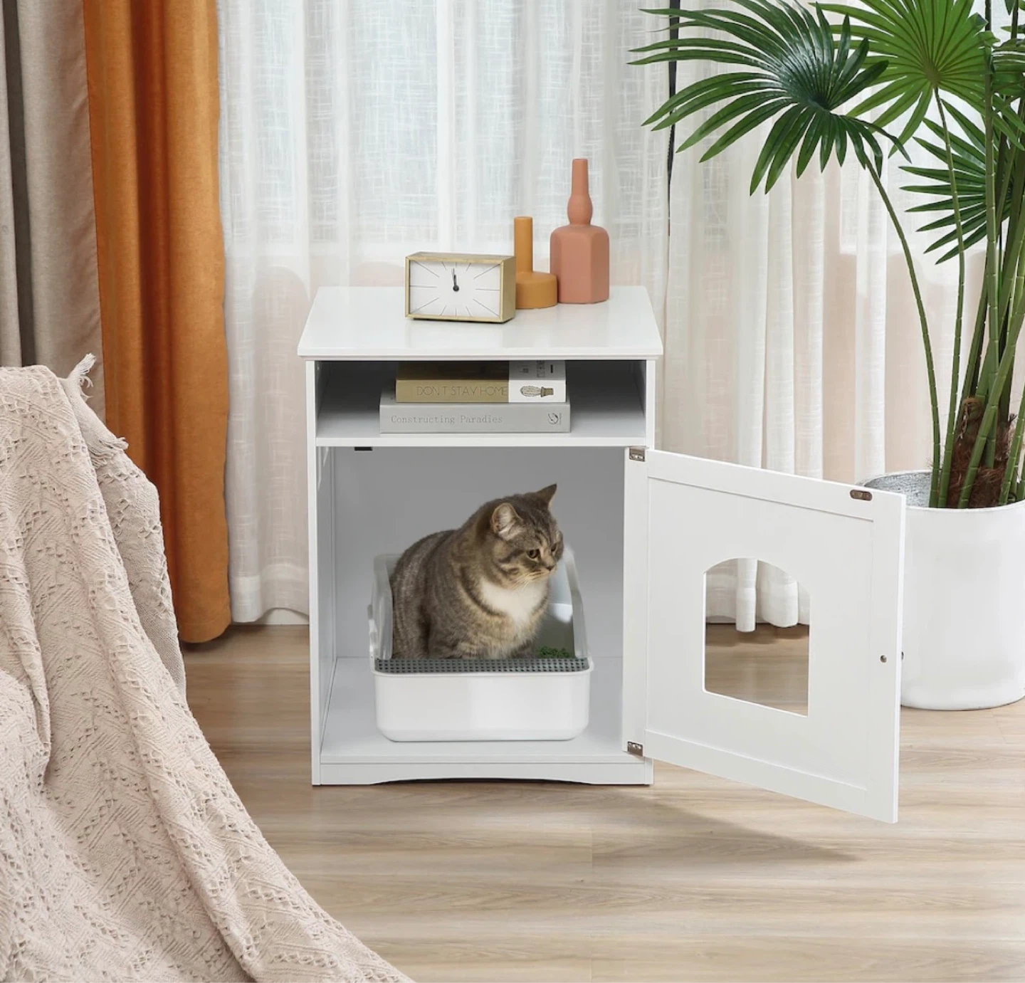 PawHut Cat Litter Box Enclosure Hidden Cabinet