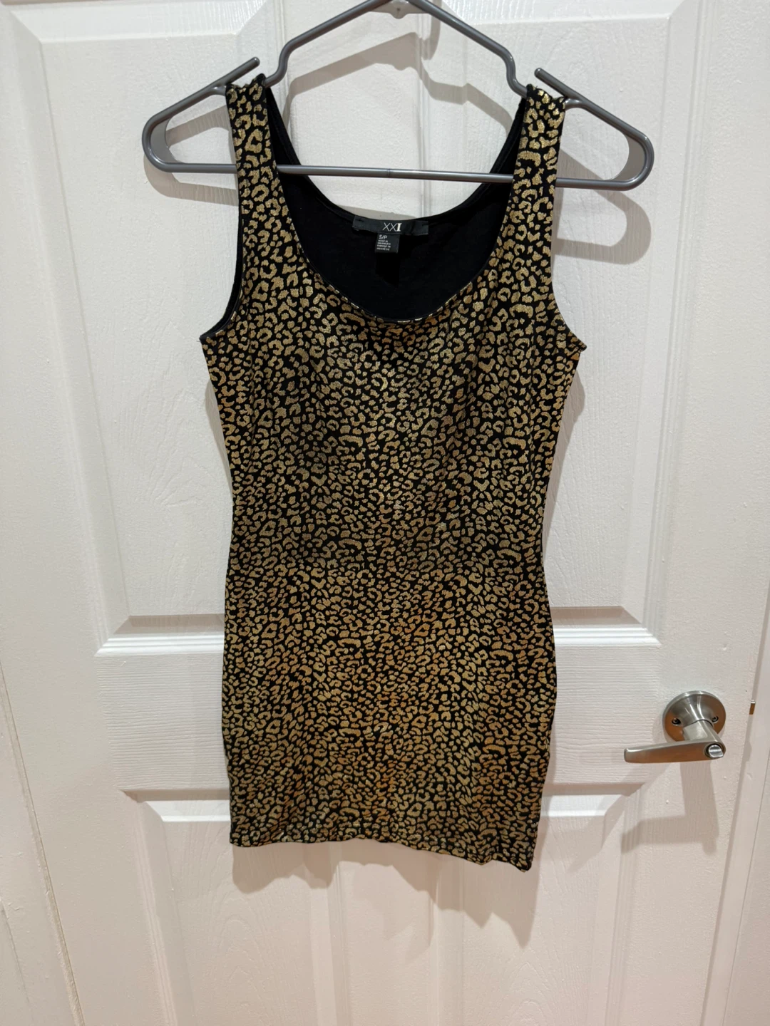 Black and Gold Leopard Print Mini Dress