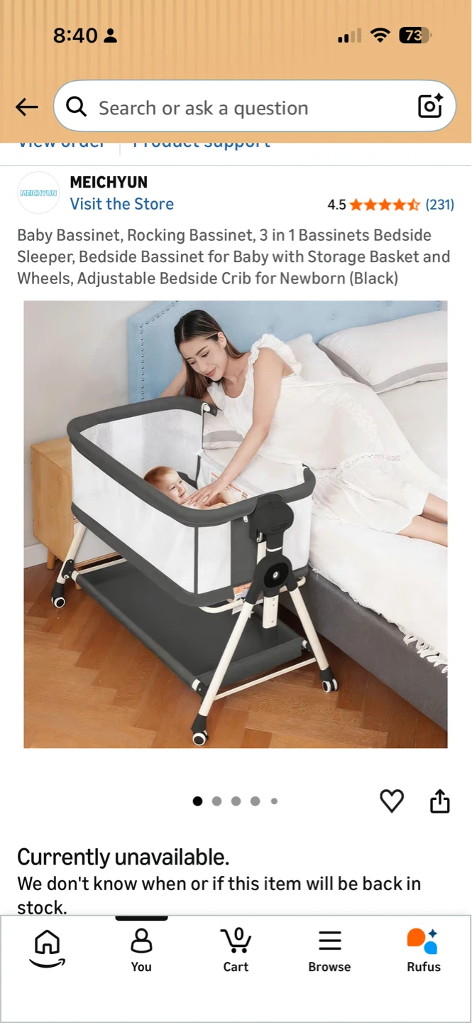MEICHYUN Baby Bassinet, Rocking Bassinet, Bedside Crib (Black)