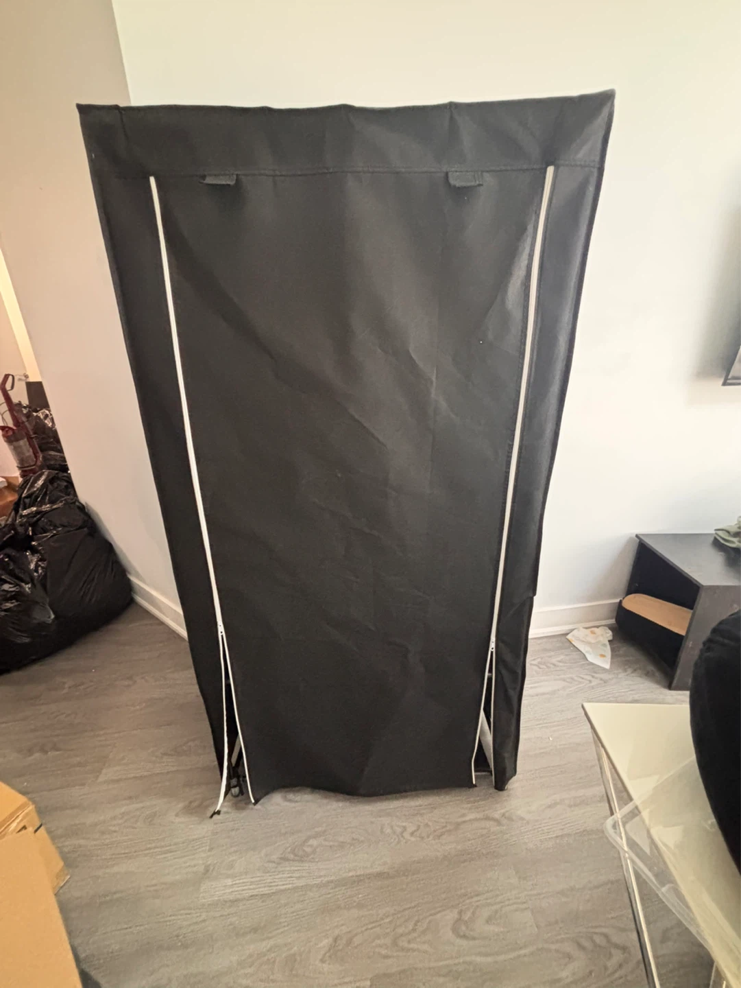 Black Portable Wardrobe with Shelves - photo 2