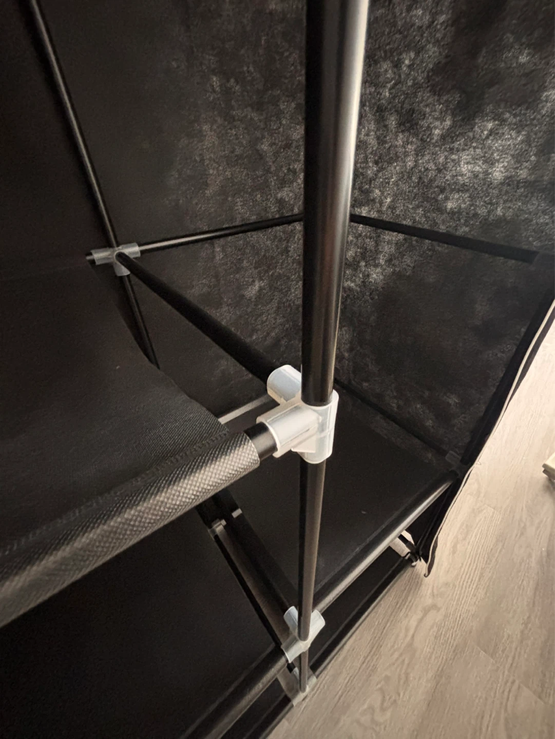 Black Portable Wardrobe with Shelves - photo 4