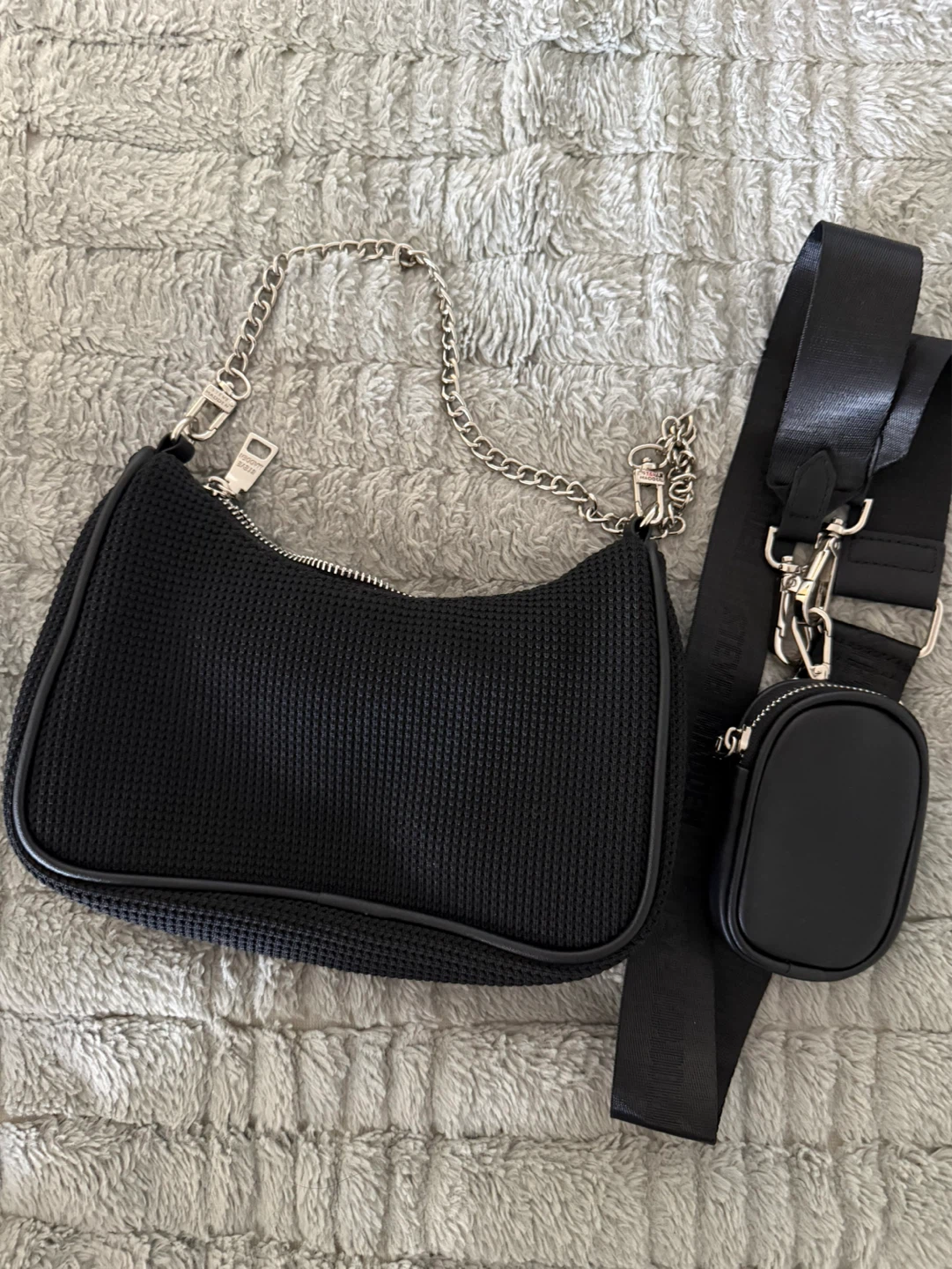 Steve Madden Black Rhinestone Shoulder Bag with Pouch - photo 2