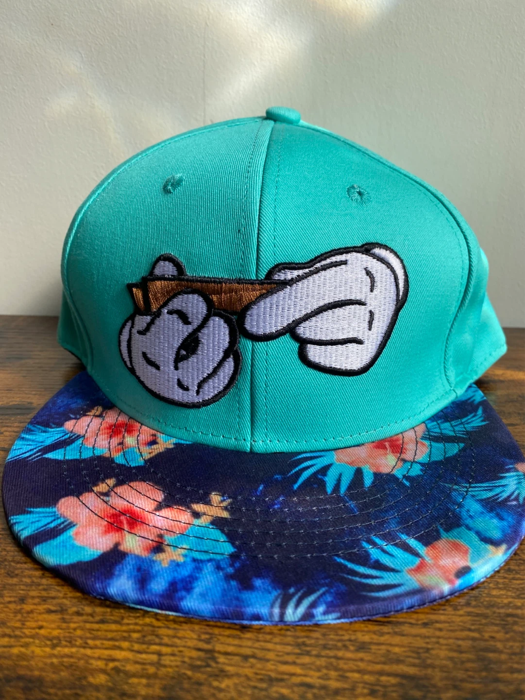 Blunt Rolling SnapBack Cap - Turquoise,  Blue Brim w/ Flowers