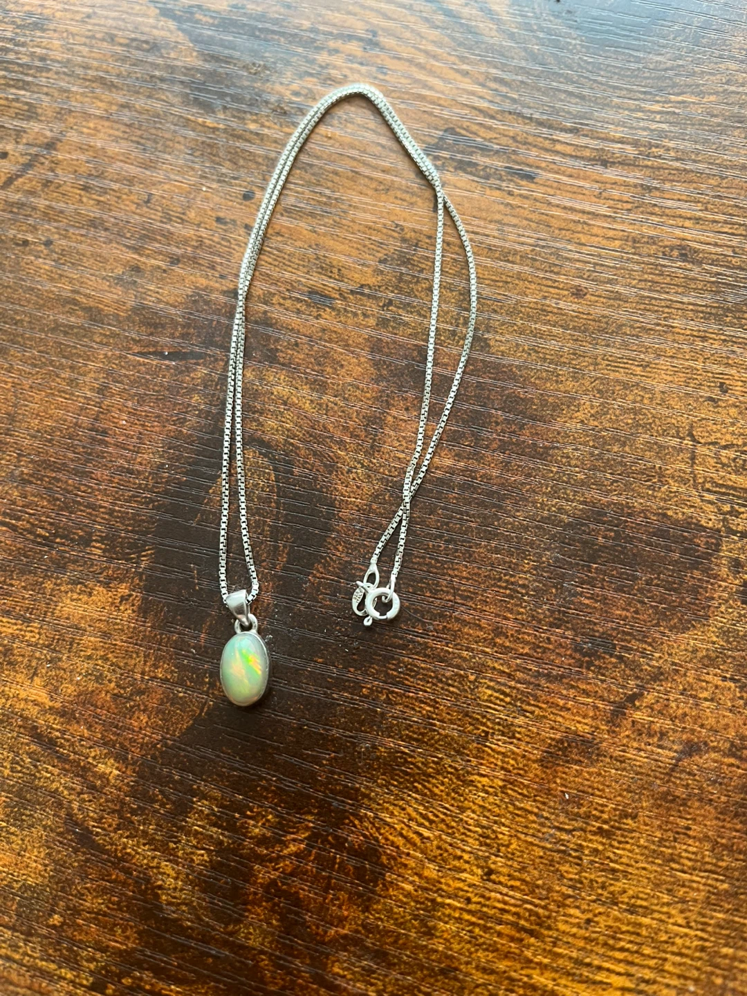 Sterling Silver Opal Pendant Necklace