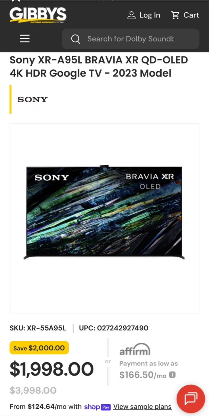 Sony 55" BRAVIA XR A95L QD-OLED 4K HDR Google TV