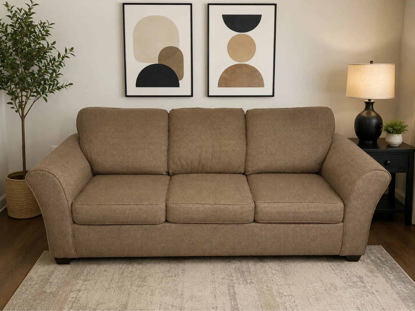 88” Brown Fabric Couch – Clean & Comfortable
