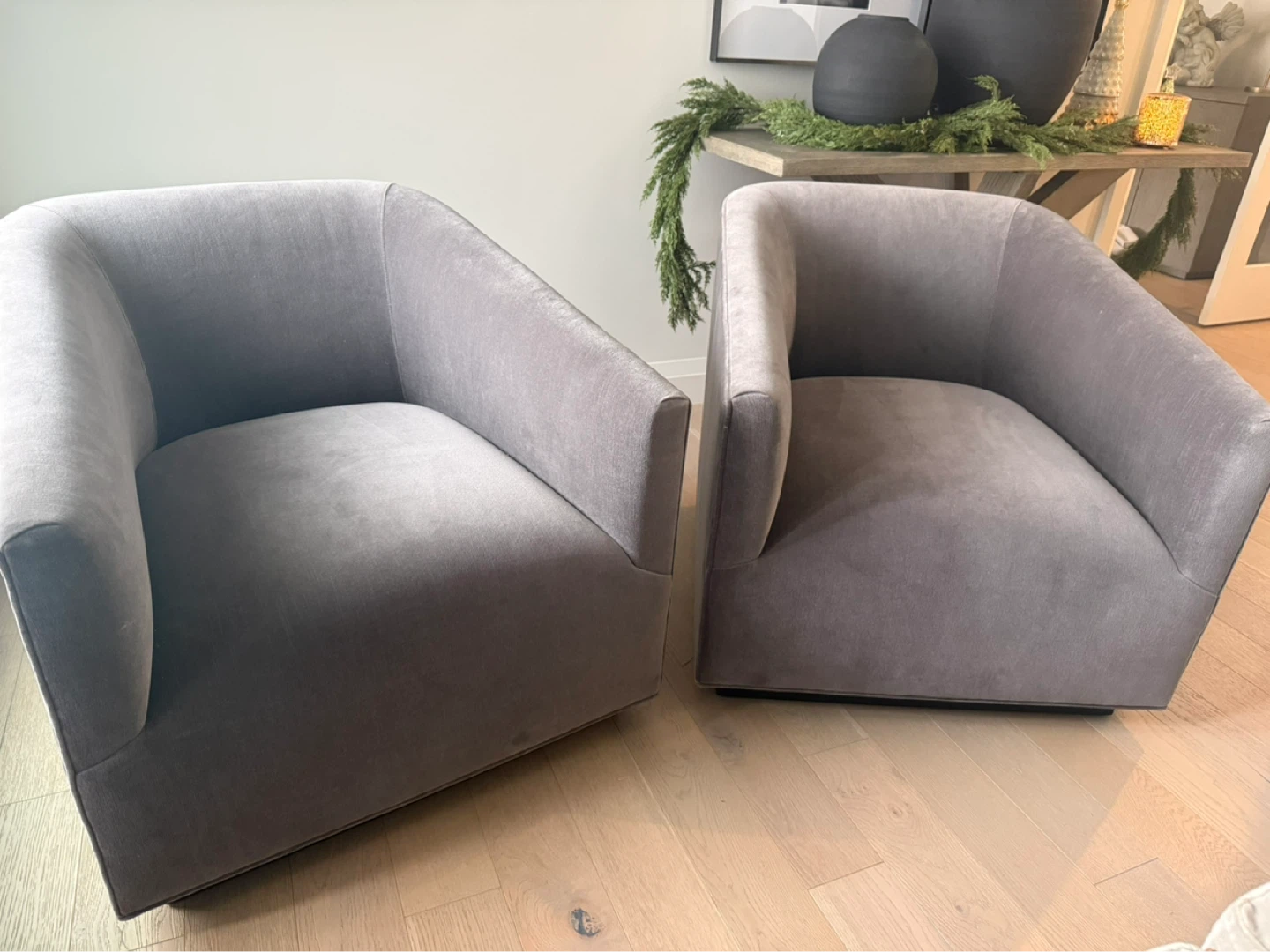 RH restoration hardware 2 velvet chairs