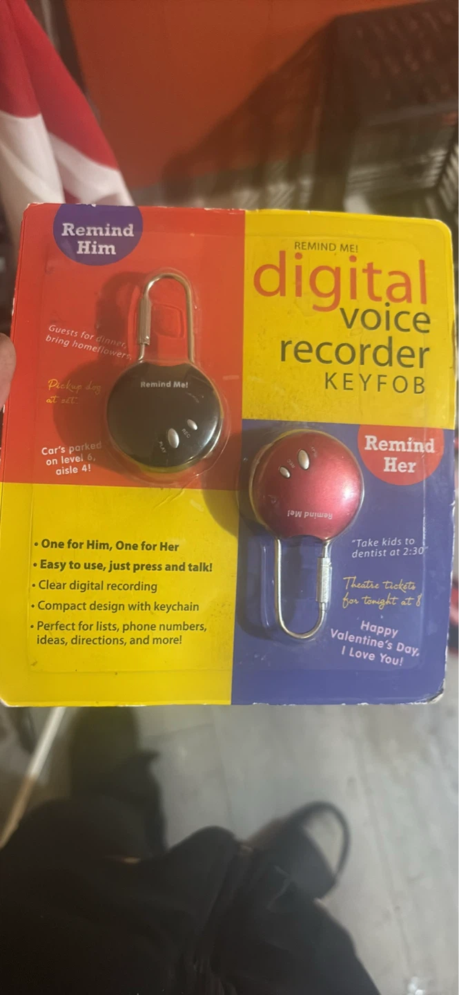 Remind Me! Digital Voice Recorder Keyfob Set - Remind Him & Her