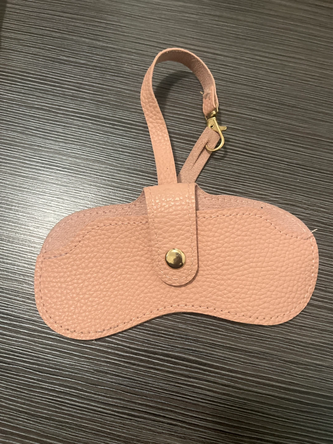 Pink Faux Leather Glasses Case with Strap