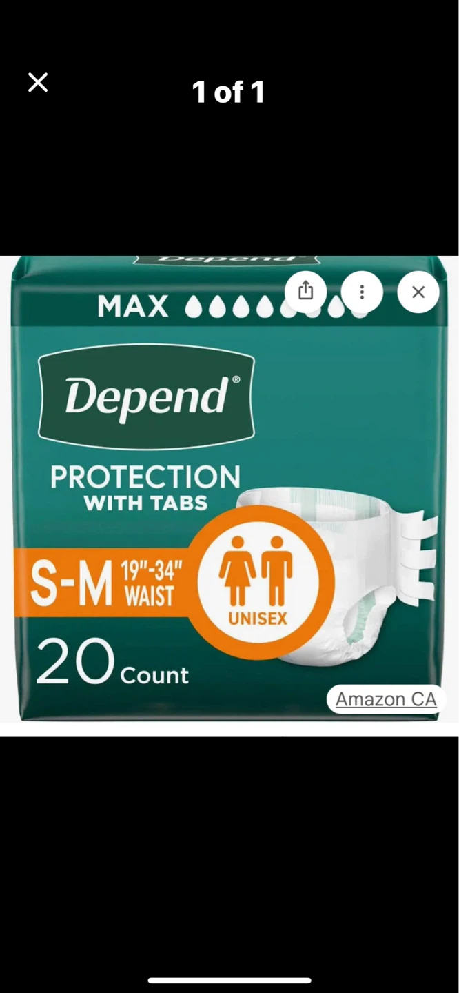 Depend Protection Tabs Adult Incontinence Briefs S-M, 20 Count