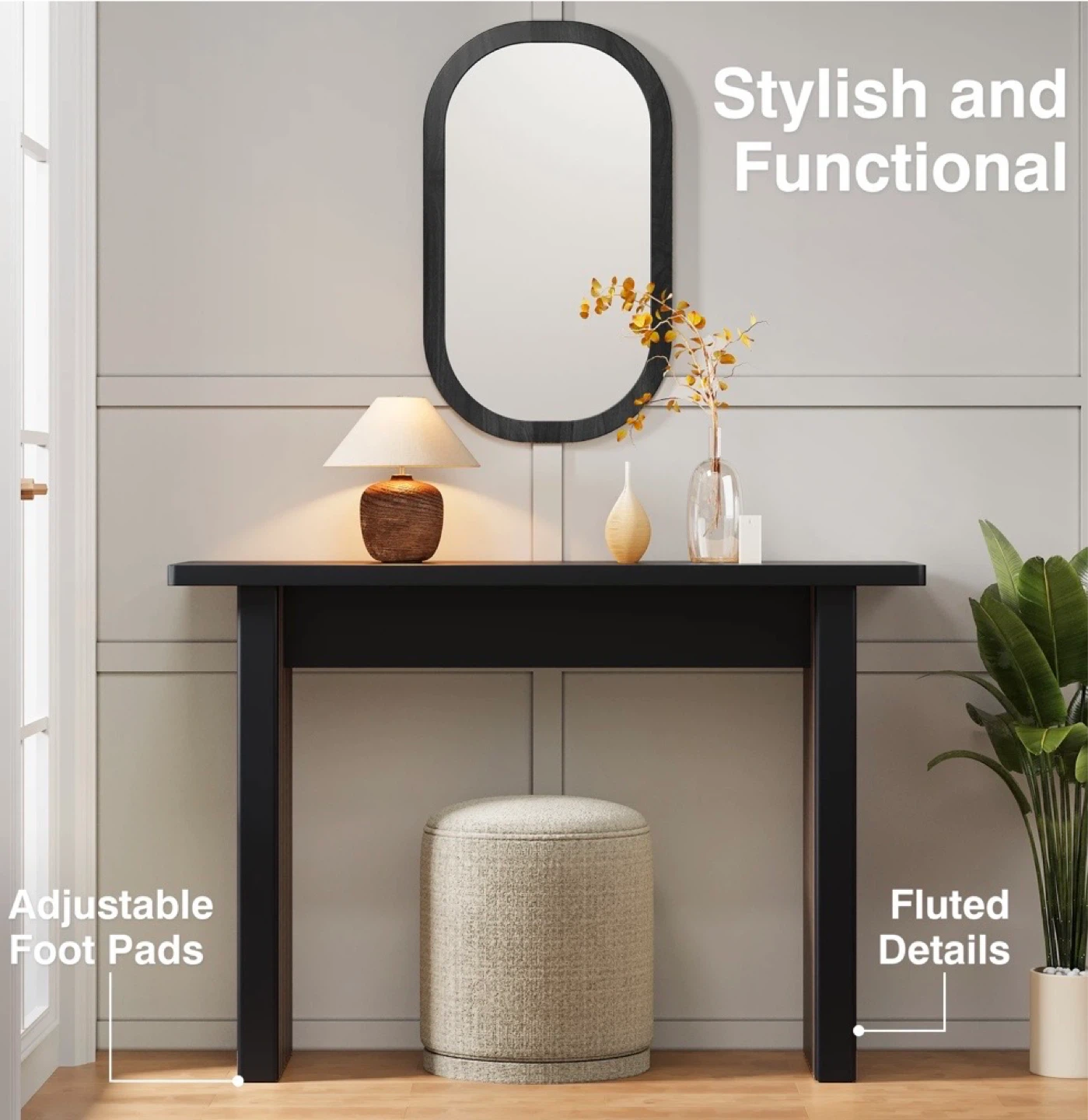 New in Box  Fluted Entryway Console Table, Black - photo 3