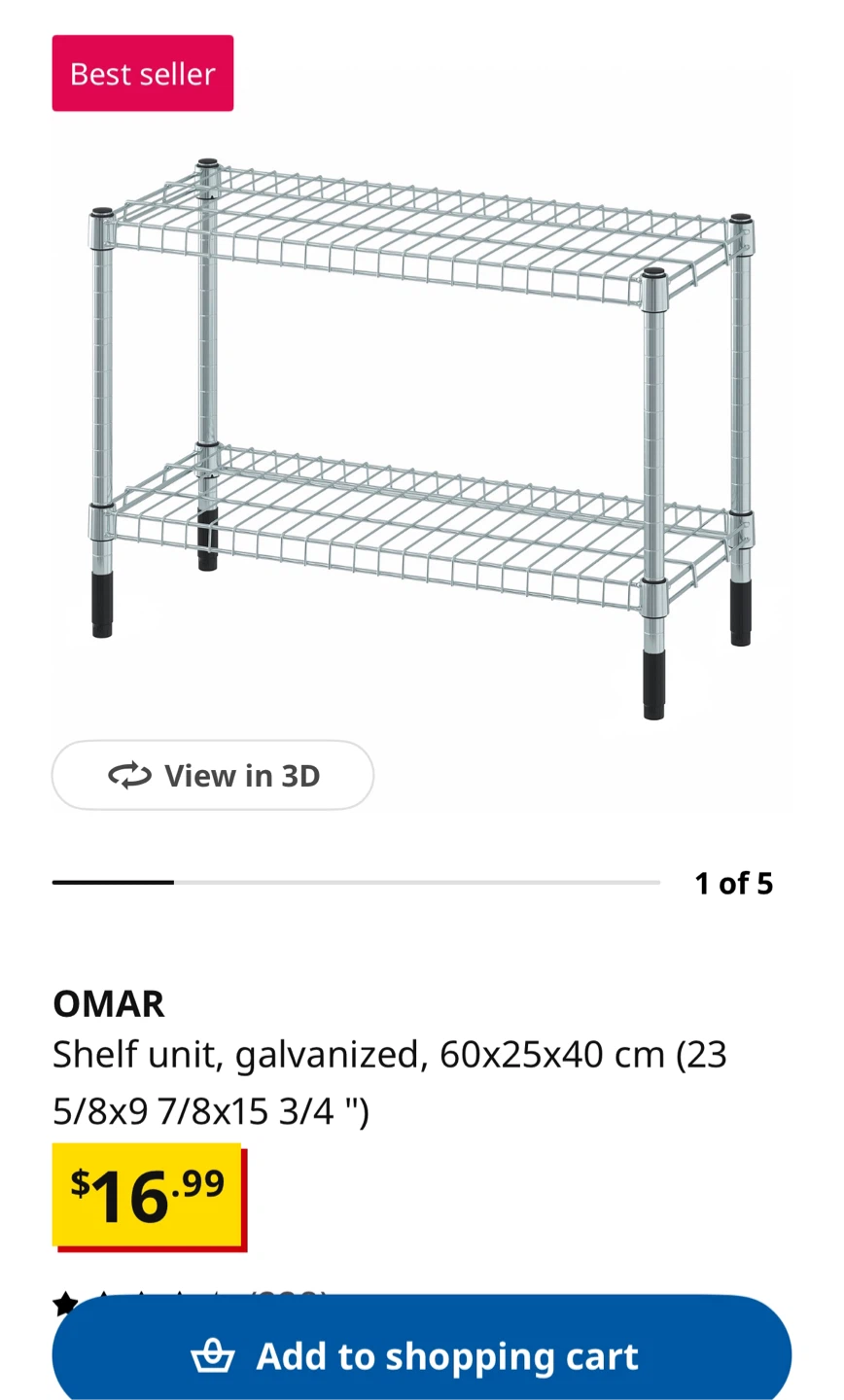 OMAR Shelf unit, galvanized, 60x25x40 cm